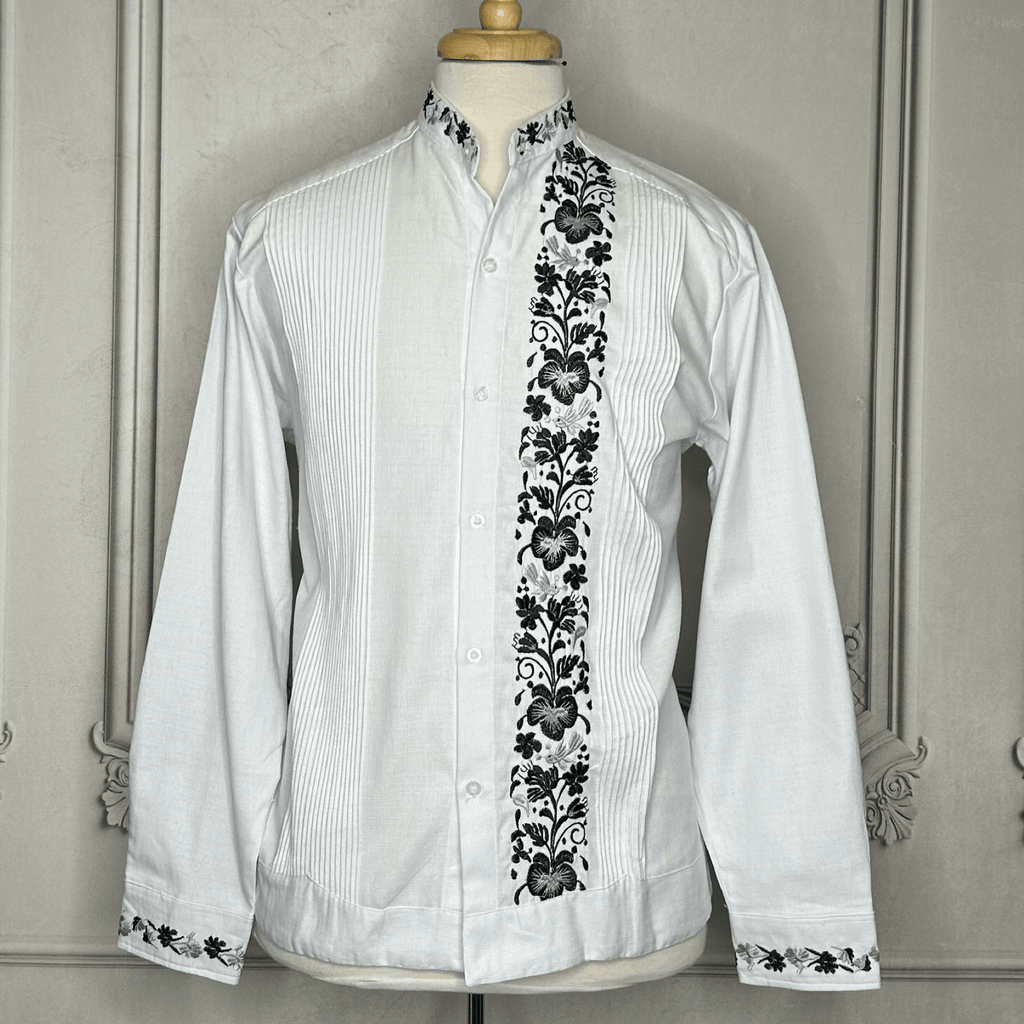 Men's Long Sleeve Linen Guayabera - Filipina Collar Men's Long Sleeve Linen Guayabera - Filipina Collar