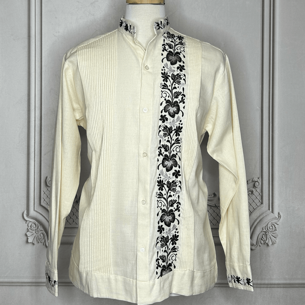 Men's Long Sleeve Linen Guayabera - Filipina Collar Men's Long Sleeve Linen Guayabera - Filipina Collar