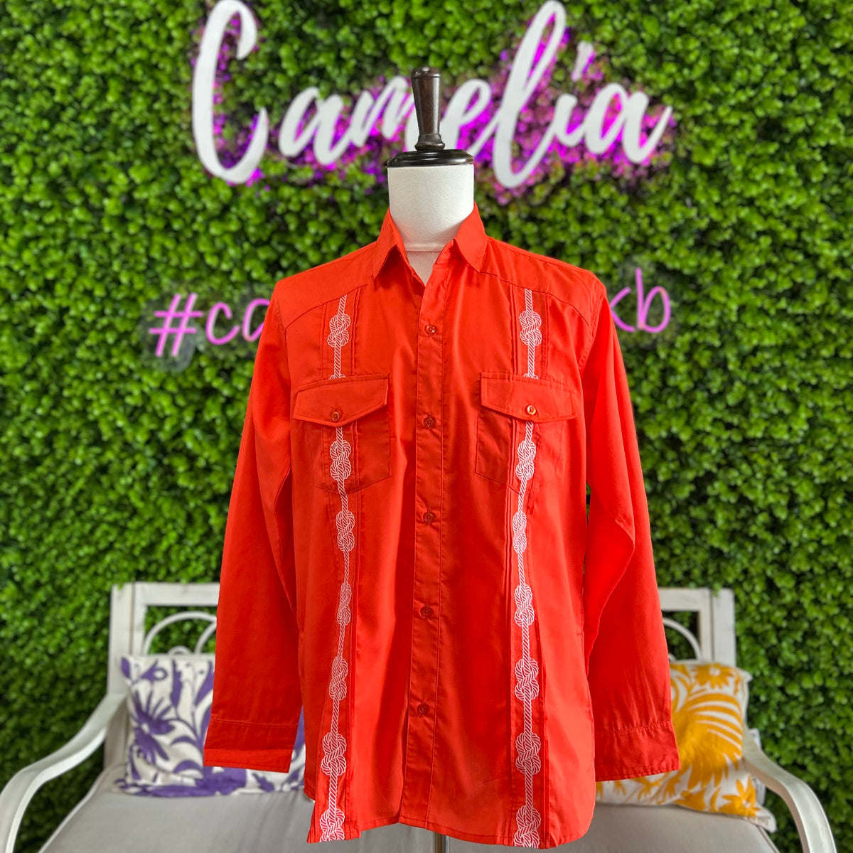 Men's Vaquero Guayabera - Cotton Long Sleeve Men's Vaquero Cotton Guayabera Long Sleeve | Camelia Mexican Boutique