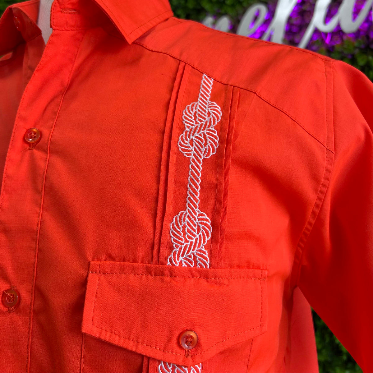 Men's Vaquero Guayabera - Cotton Short Sleeve Men's Vaquero Linen Guayabera Short Sleeve | Camelia Mexican Boutique