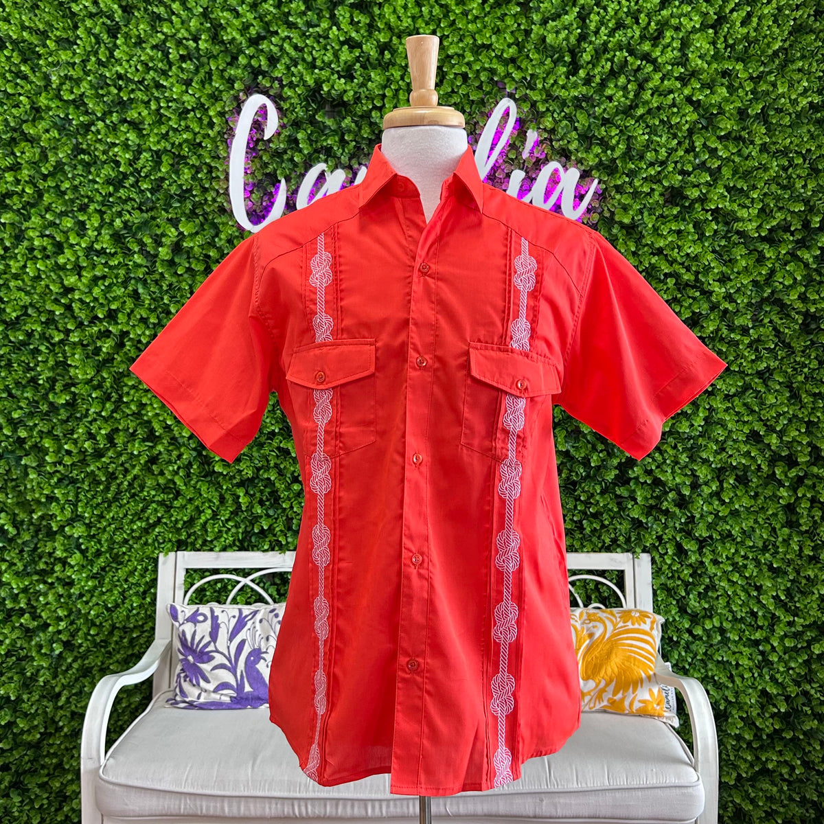 Men's Vaquero Guayabera - Cotton Short Sleeve Men's Vaquero Linen Guayabera Short Sleeve | Camelia Mexican Boutique