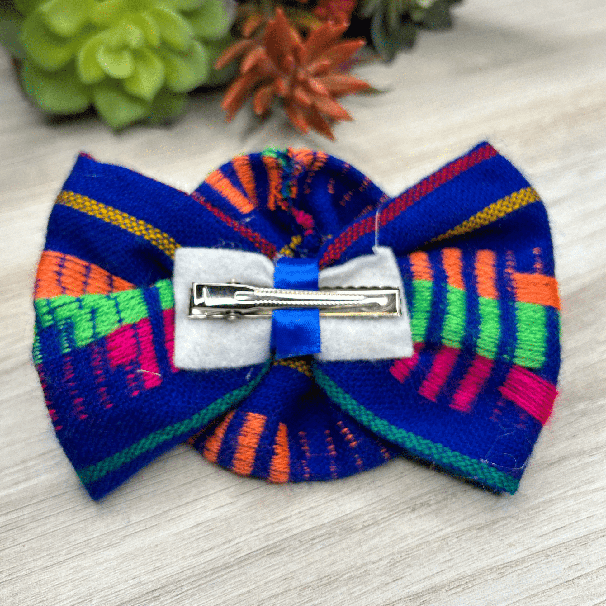 Mexican Bow Clip with Pom Pom Flower