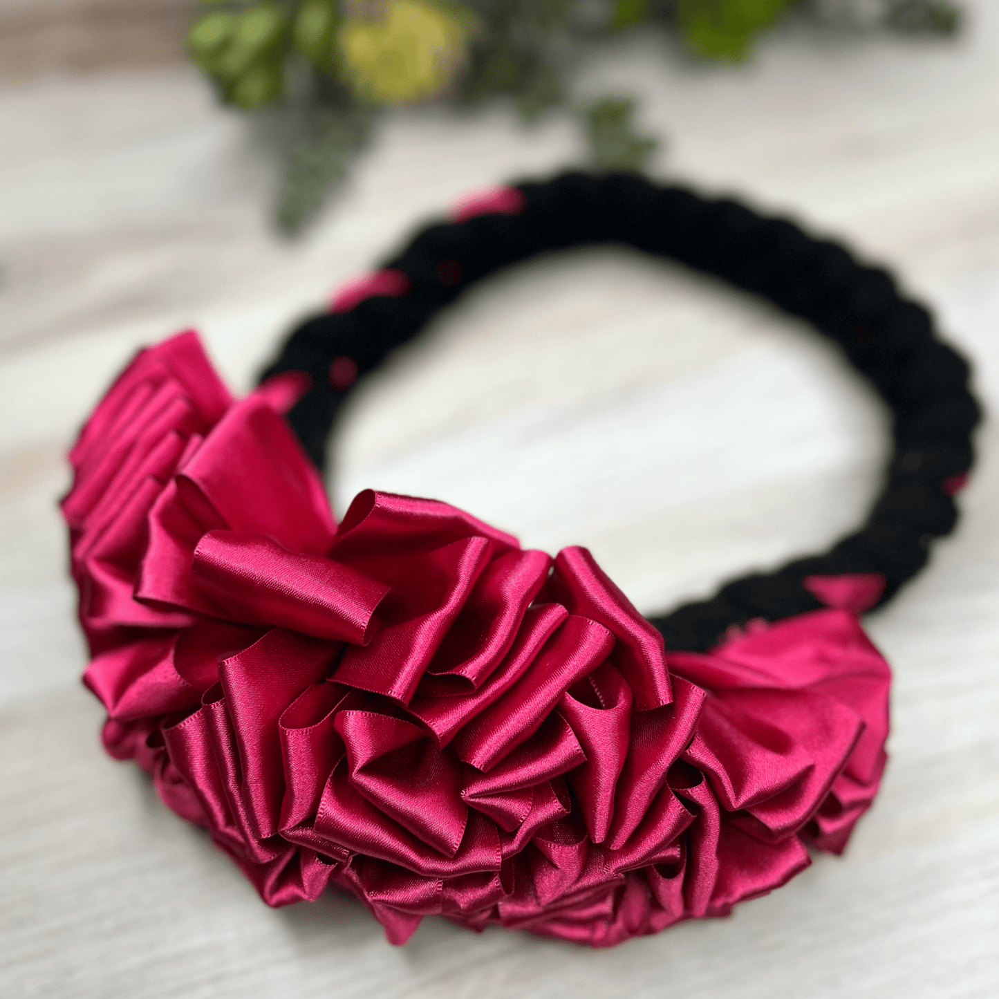 Mexican Braided Headband with Satin Ribbon - Adult