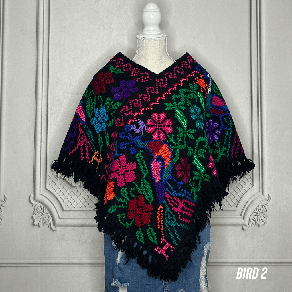 Mexican Cape Poncho Cross Stitch Black Peacock Mexican Cape Poncho Cross Stitch Black Peacock