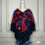 Mexican Cape Poncho Cross Stitch Black Peacock Mexican Cape Poncho Cross Stitch Black Peacock