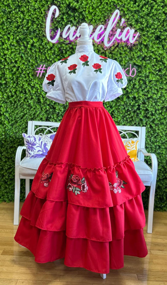 Mexican Charro Dress for Adults - Red Roses Mexican Charro Dress for Adults - Red Roses