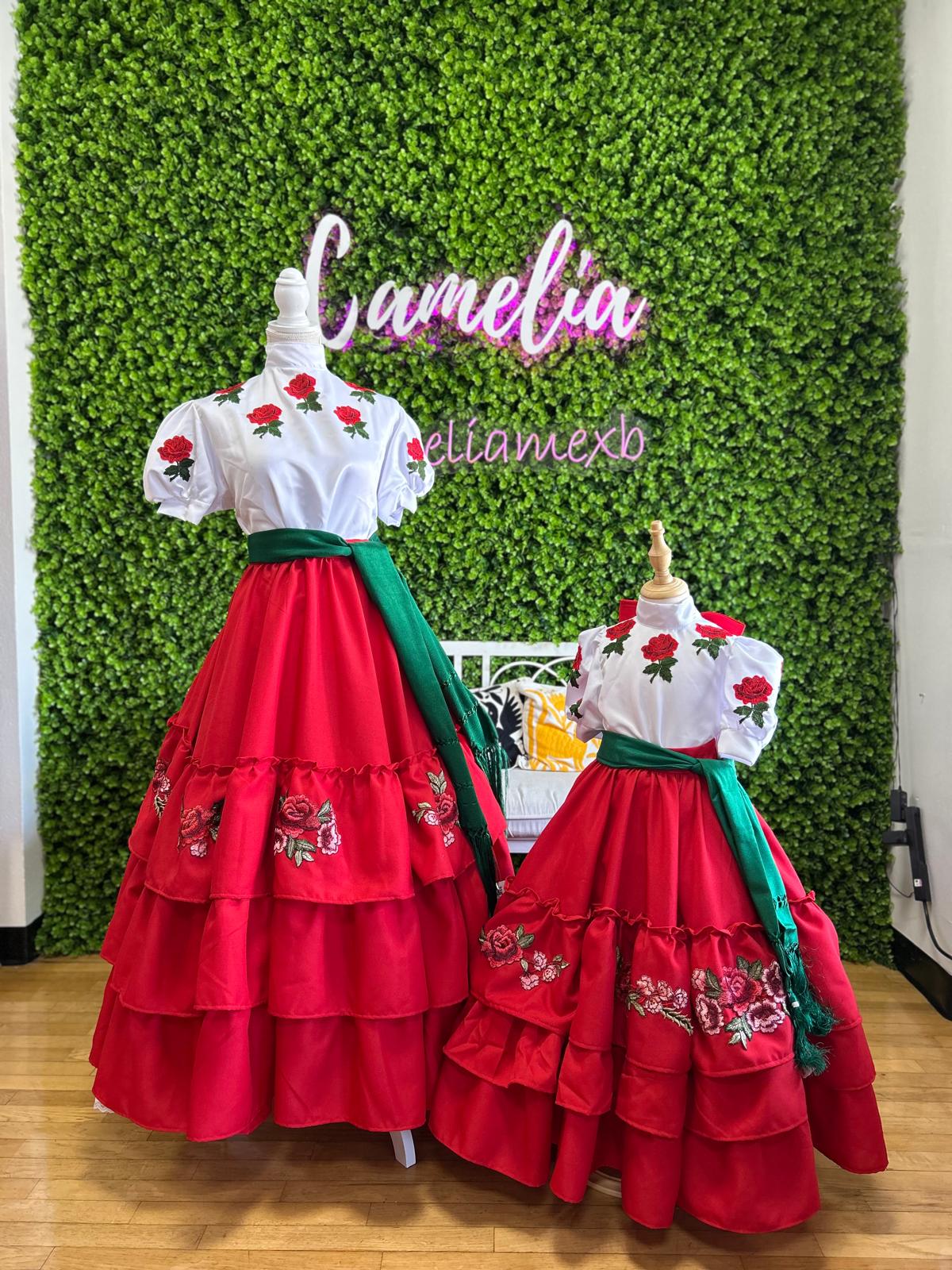 Mexican Charro Dress for Adults - Red Roses Mexican Charro Dress for Adults - Red Roses