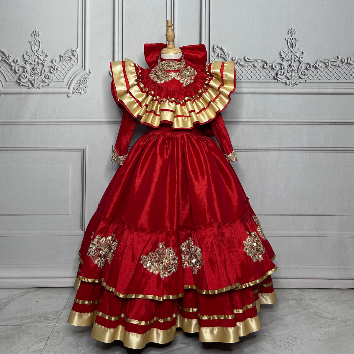 Mexican Charro Dress for Girls - Gold Detail Mexican Charro Dress for Girls - Gold Detail