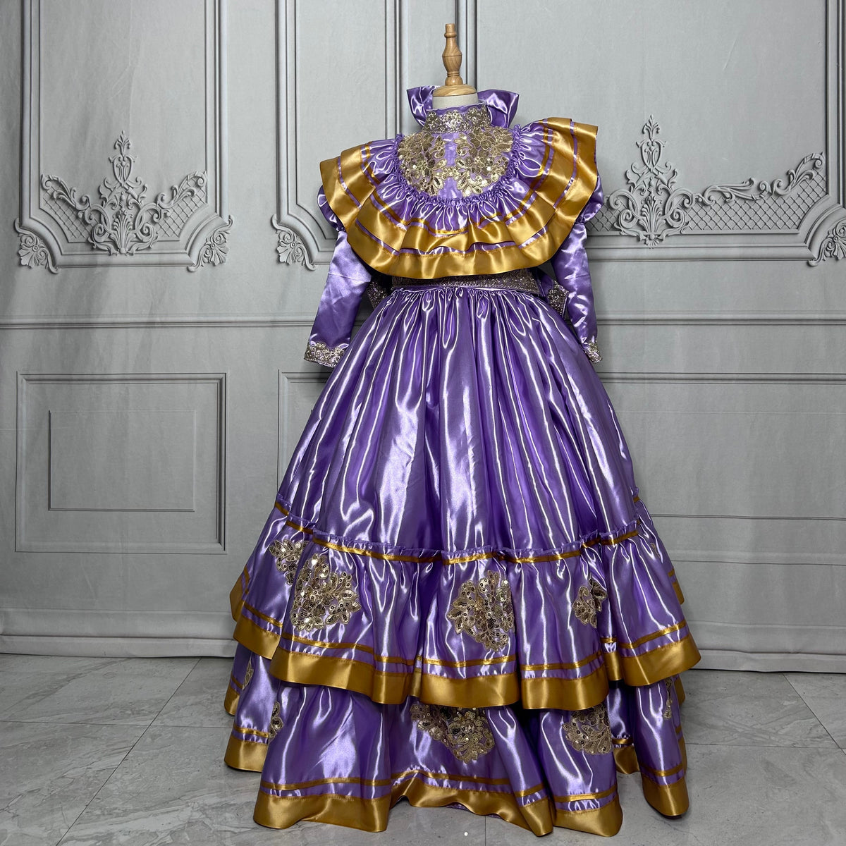 Mexican Charro Dress for Girls - Gold Detail Mexican Charro Dress for Girls - Gold Detail