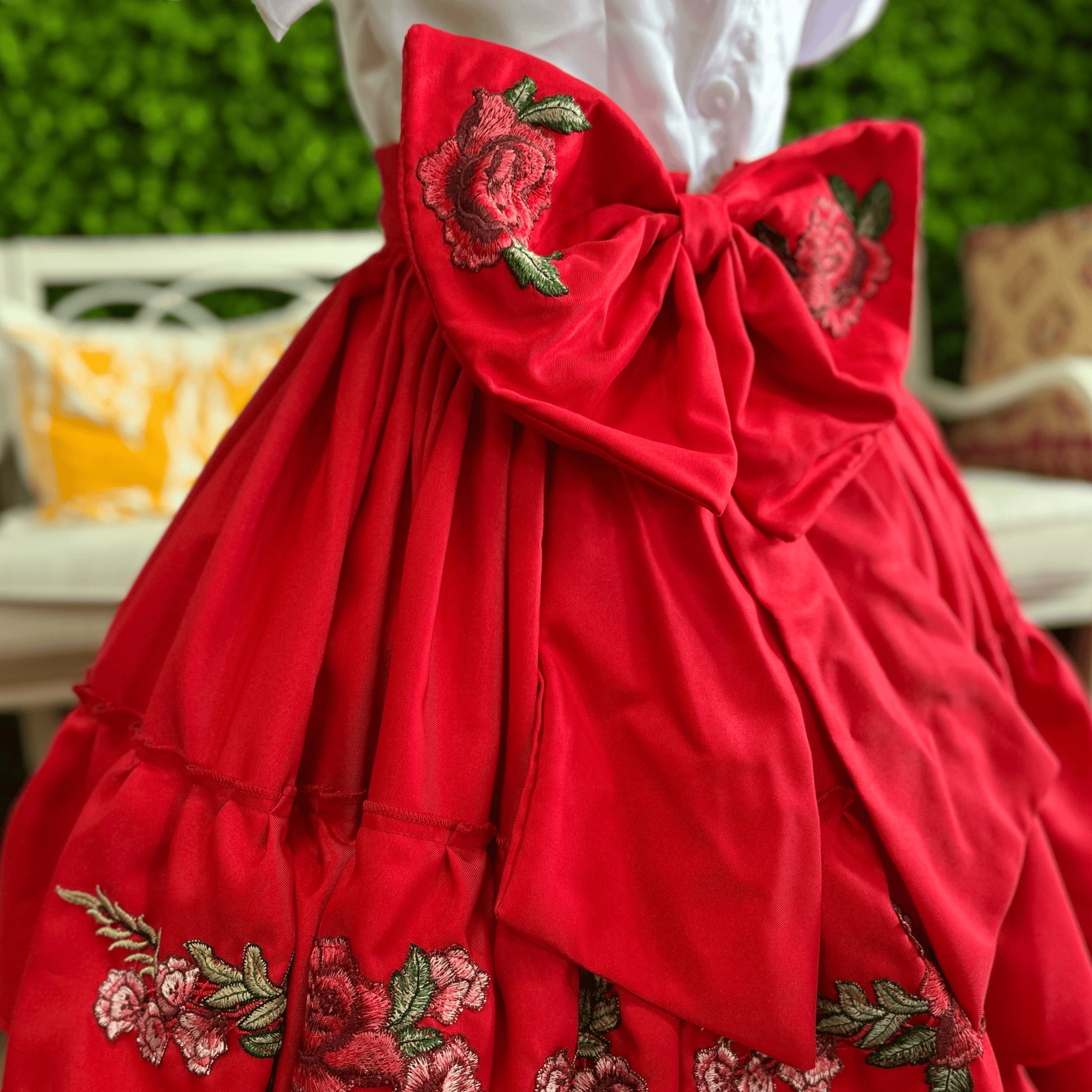 Mexican Charro Dress for Girls - Red Roses Mexican Charro Dress for Girls - Red Roses