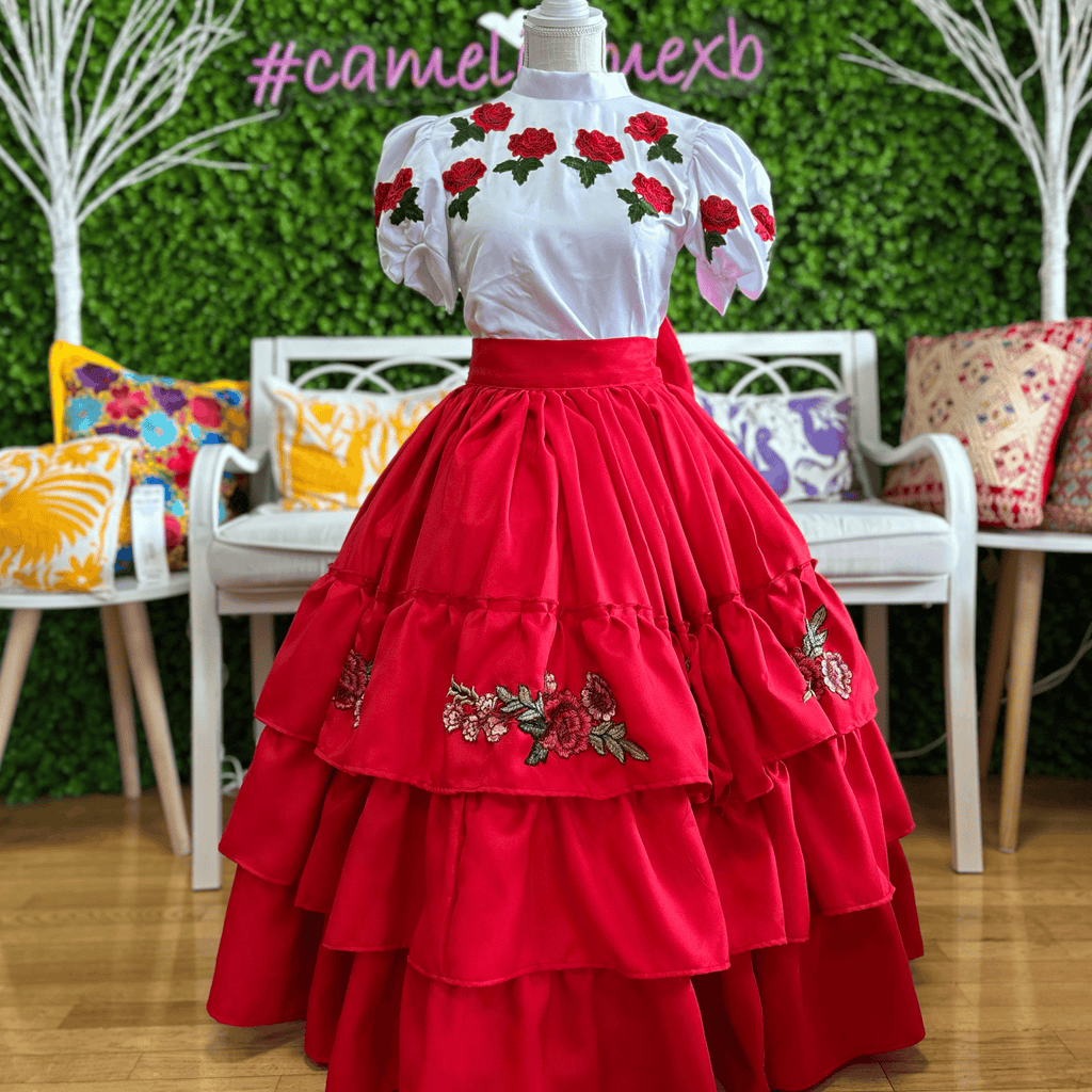 Mexican Charro Dress for Girls - Red Roses Mexican Charro Dress for Girls - Red Roses