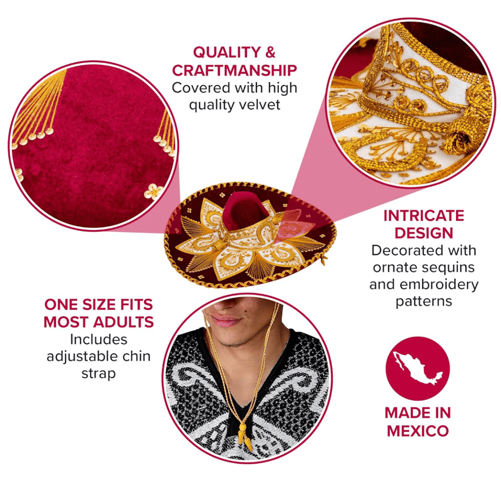 Mexican Charro Hat - Mariachi Hat - Adult Mexican Charro Hat - Mariachi Hat - Adult