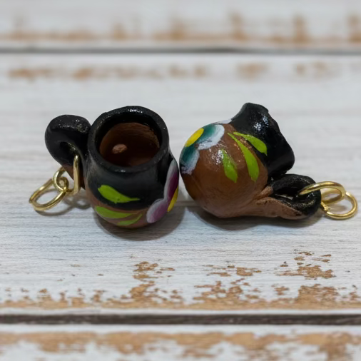 Mexican Clay Cup Charm - Tazita de Barro Mexican Clay Heart Charm | Handmade in Mexico | Camelia