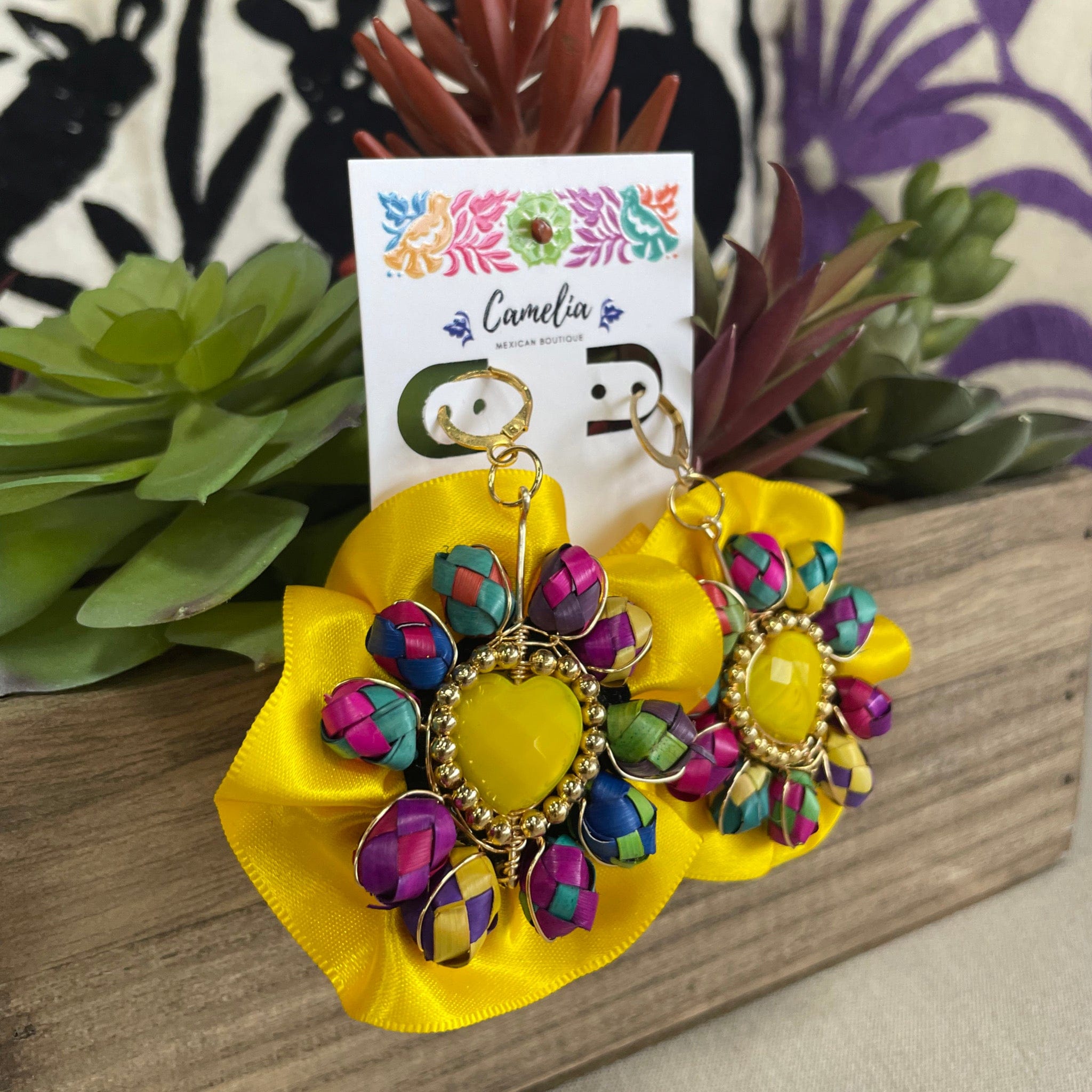 Mexican Earrings with Palm Bead Detail