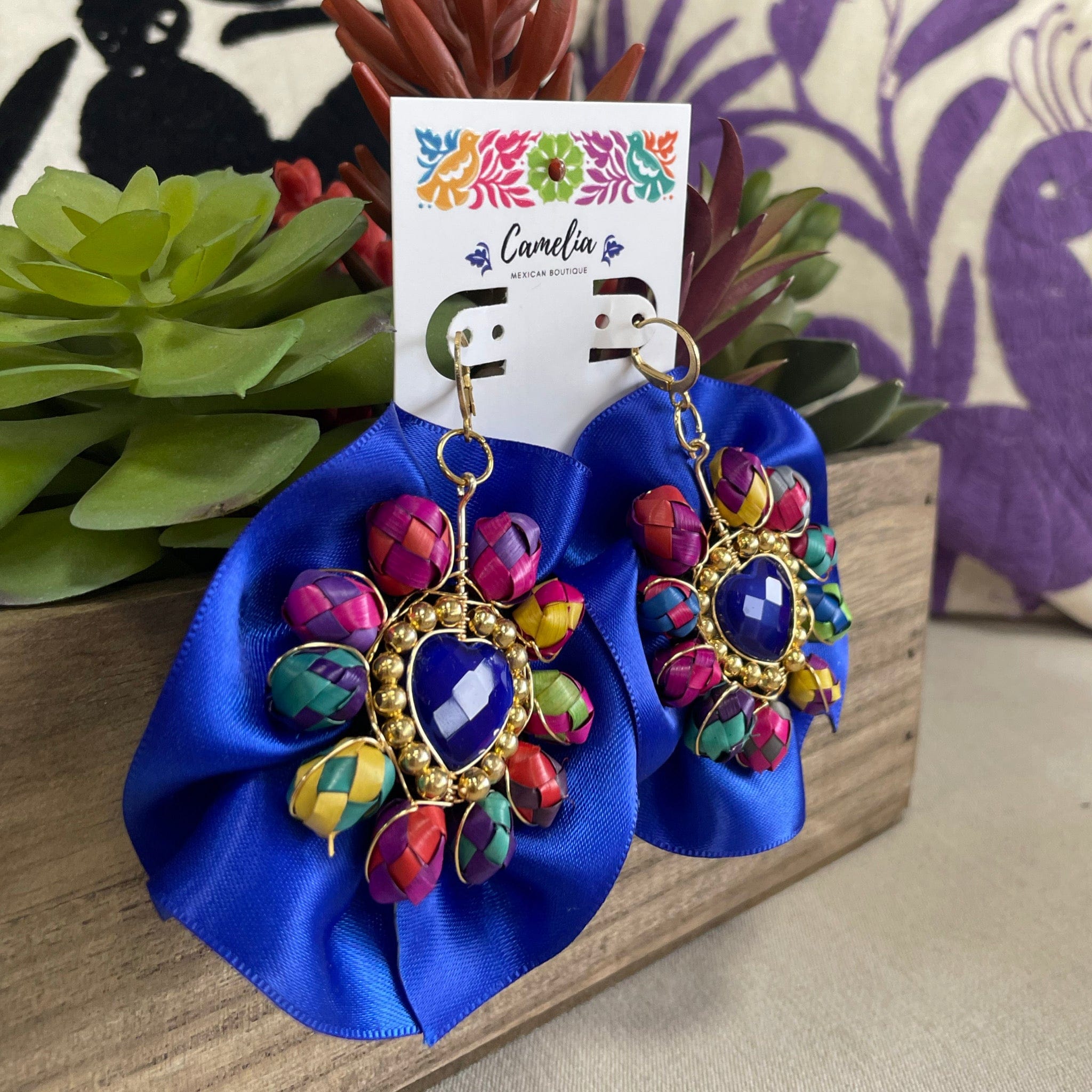 Mexican Earrings with Palm Bead Detail