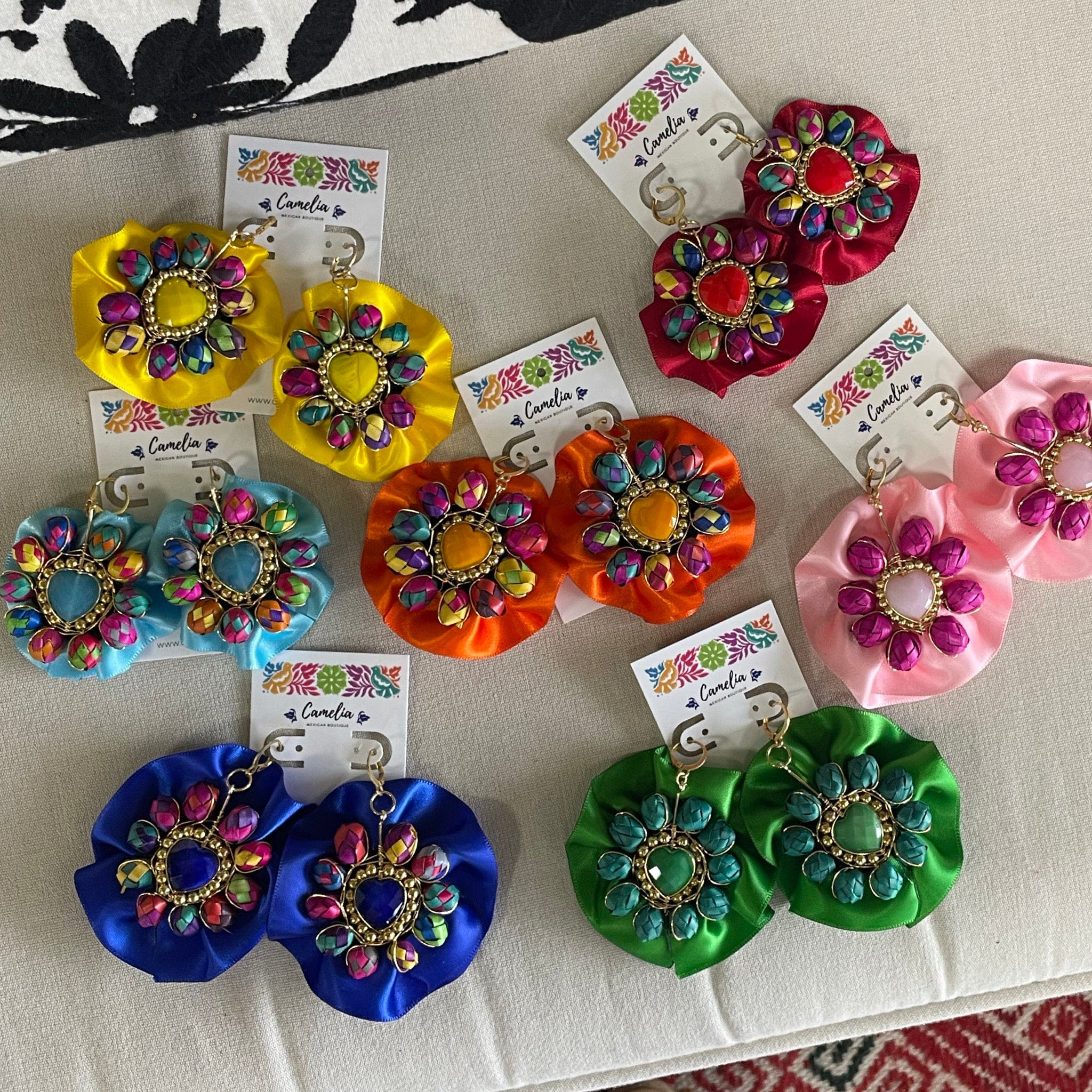 Mexican Earrings with Palm Bead Detail