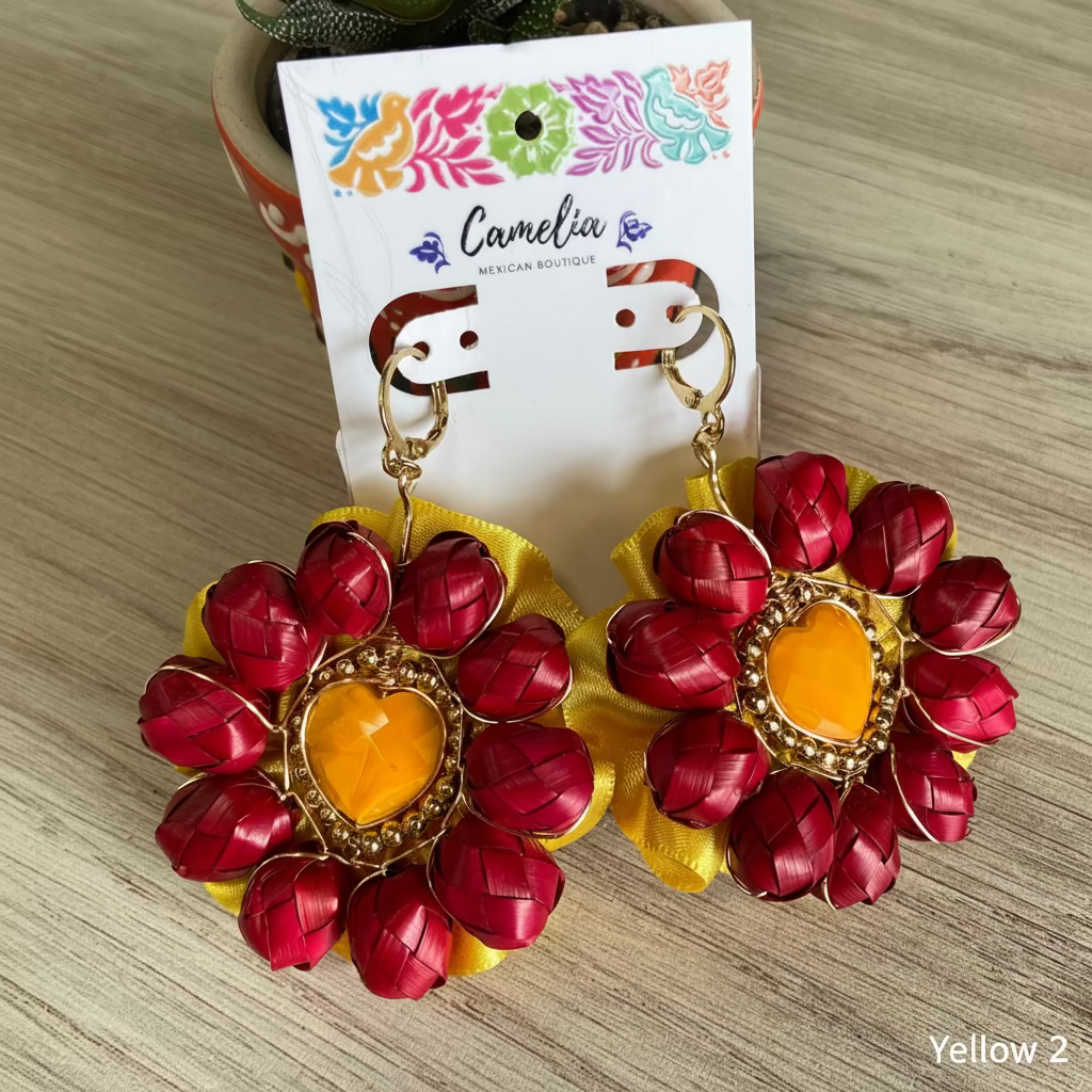 Mexican Earrings with Palm Bead Detail Mexican Earrings with Palm Bead Detail