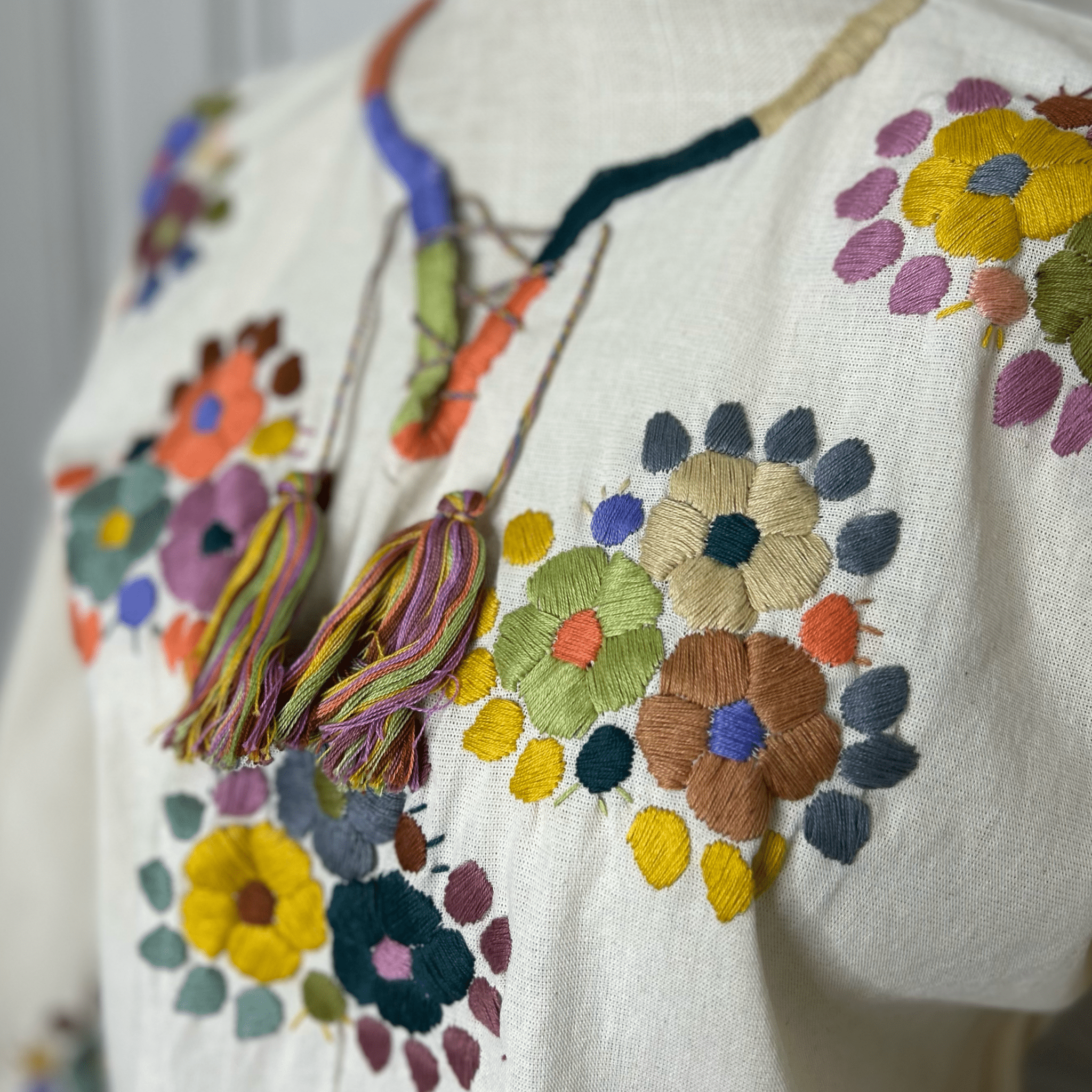 Mexican Embroidered 3/4 Sleeve Blouse - Rosie Mexican Embroidered 3/4 Sleeve Blouse - Rosie