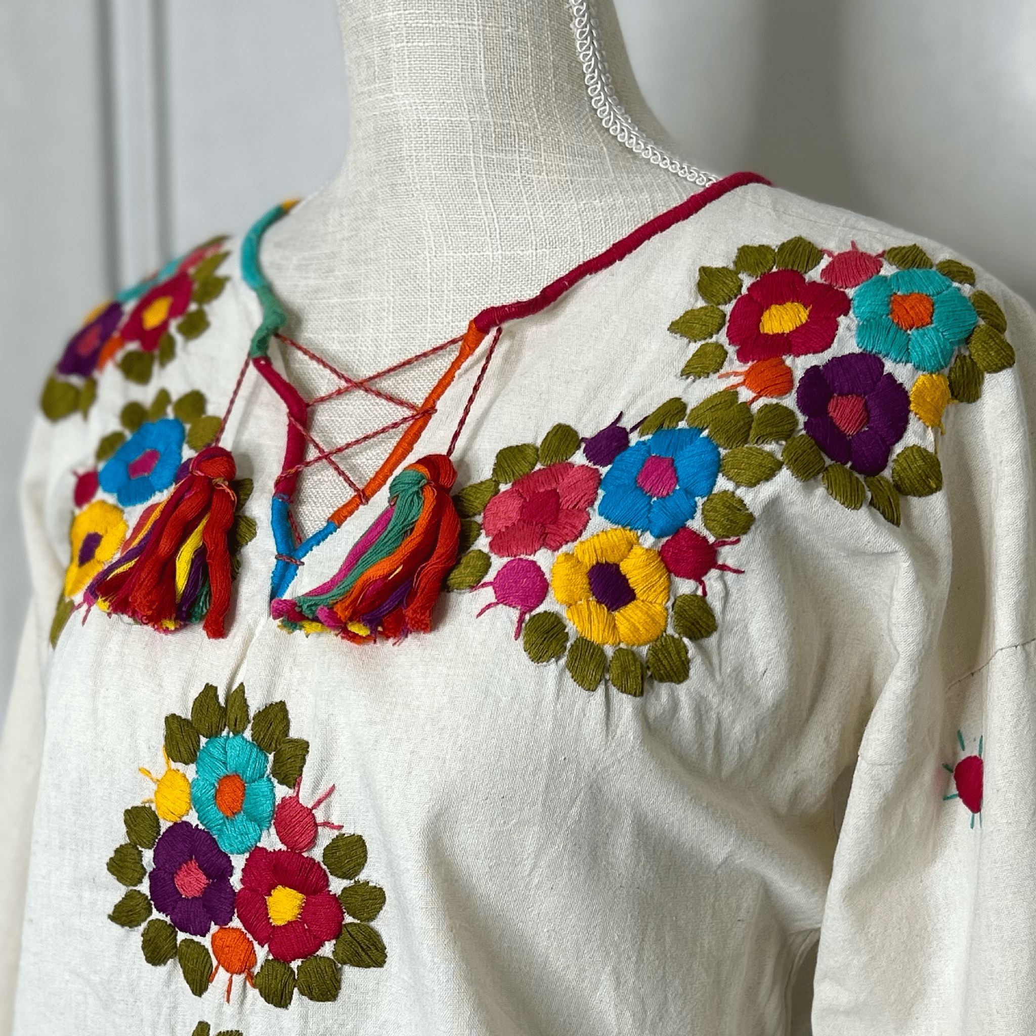 Mexican Embroidered 3/4 Sleeve Blouse - Rosie Mexican Embroidered 3/4 Sleeve Blouse - Rosie