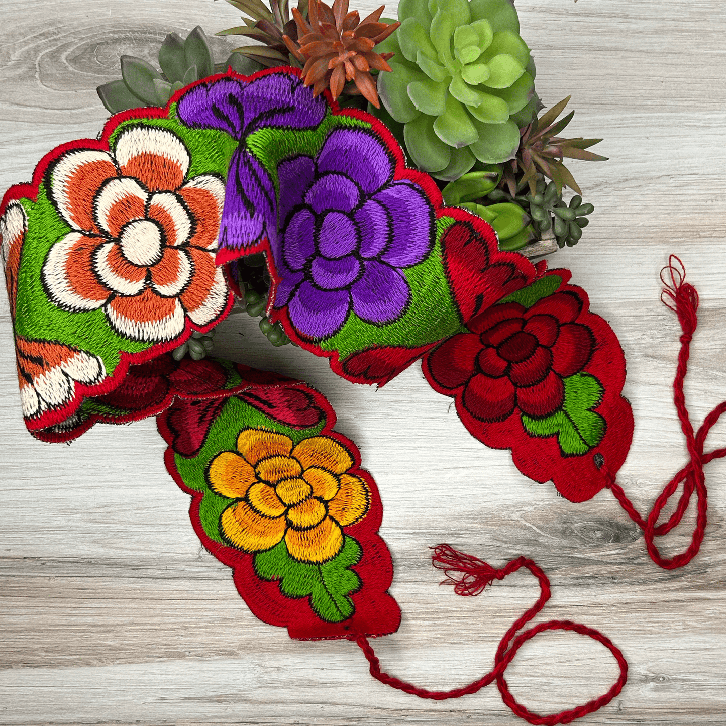 Mexican Embroidered Belt - Zinnia