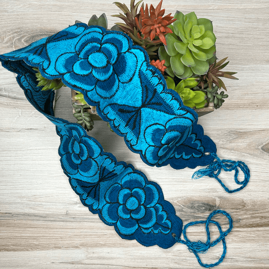 Mexican Embroidered Belt - Zinnia Two Tone