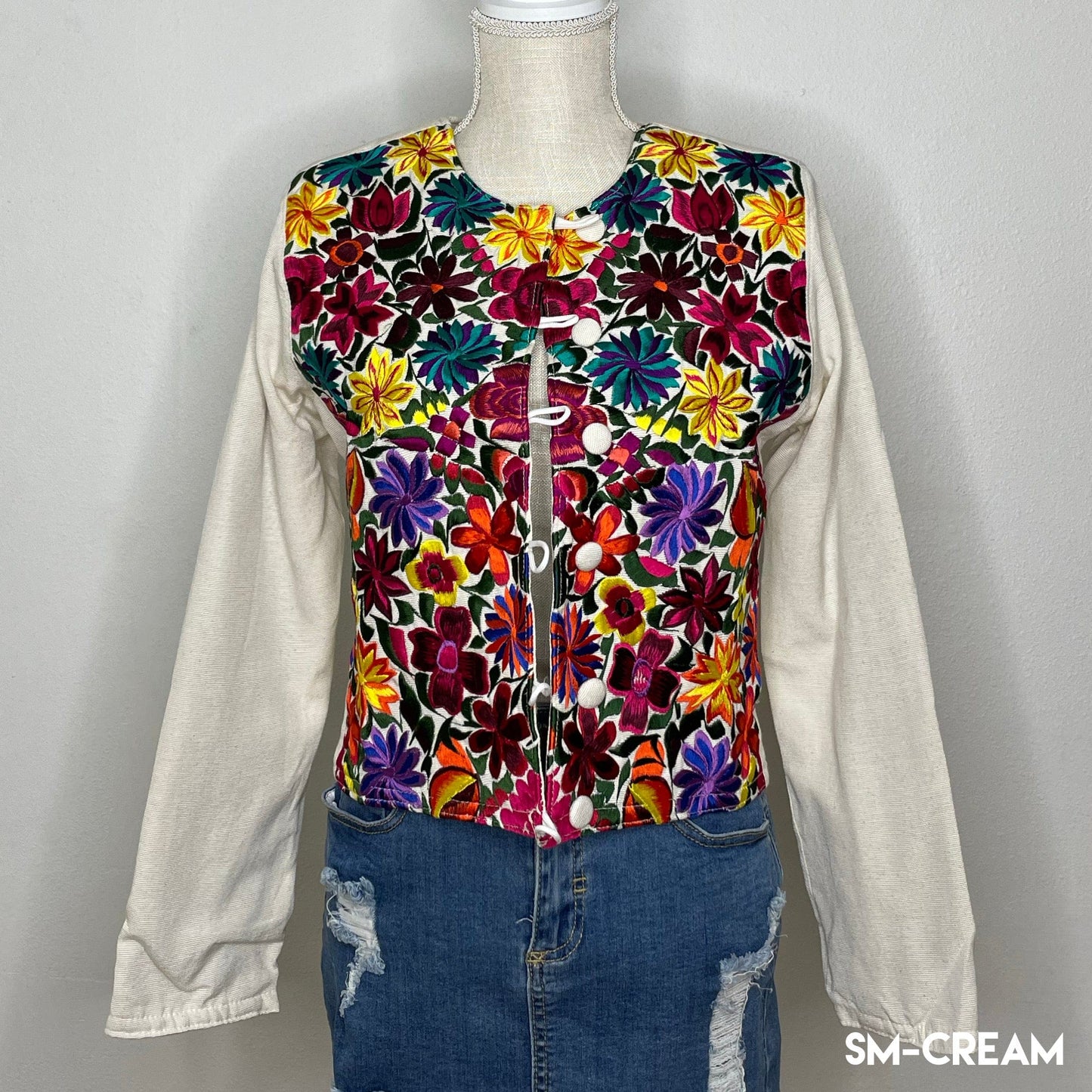 Mexican Embroidered Bolero Jacket - Zinnia