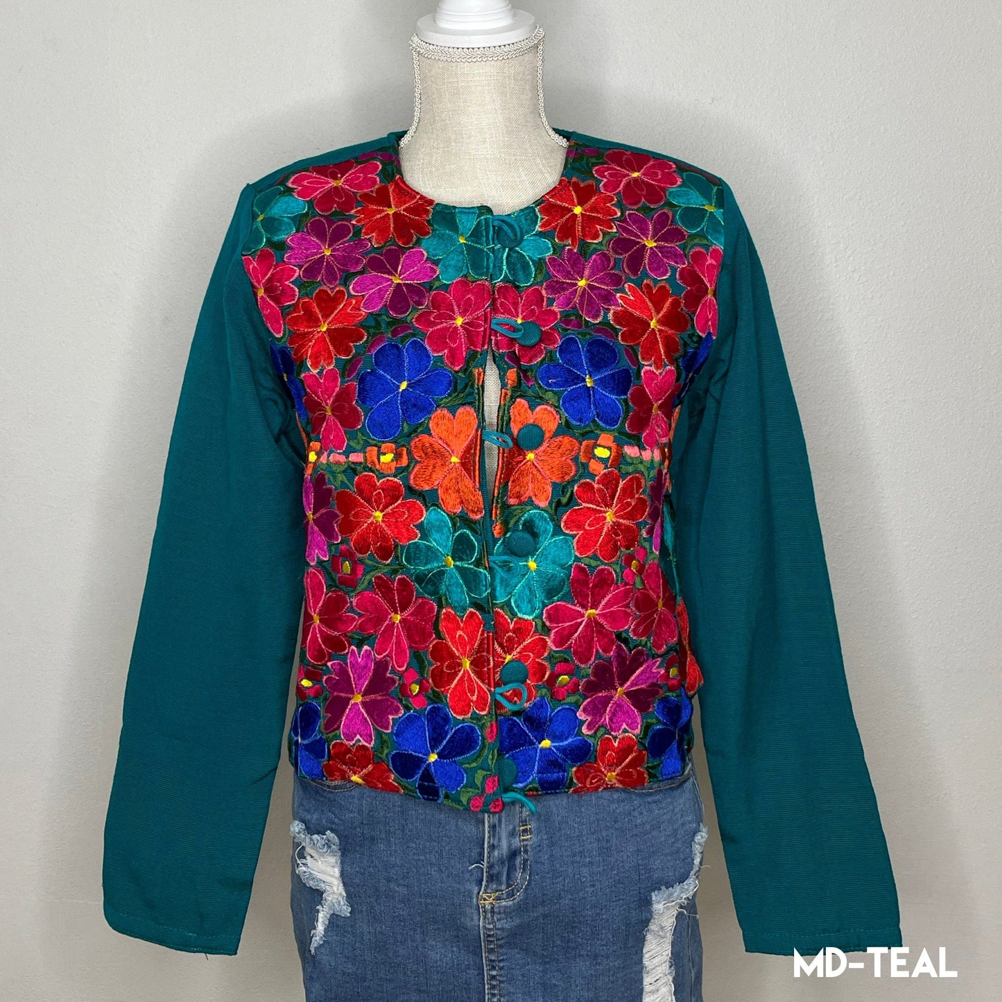 Mexican Embroidered Bolero Jacket - Zinnia