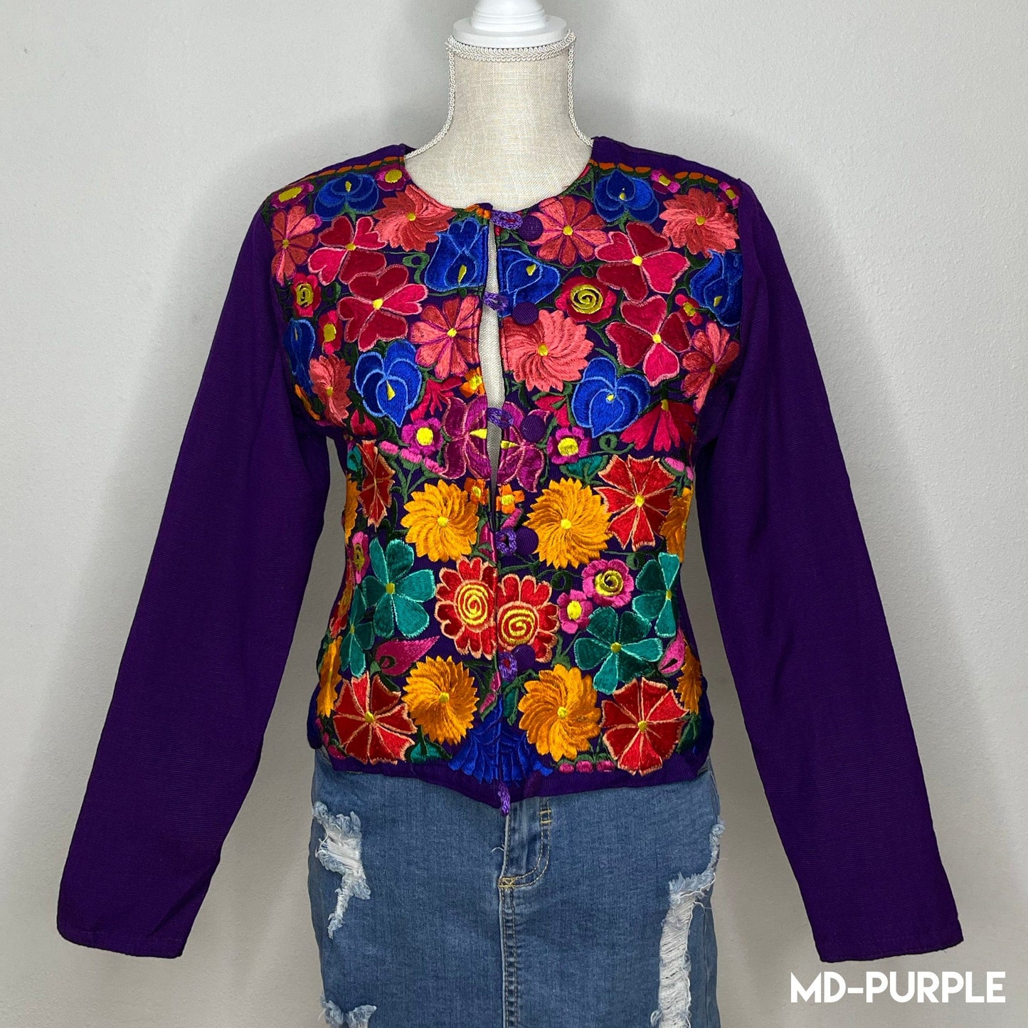 Mexican Embroidered Bolero Jacket - Zinnia