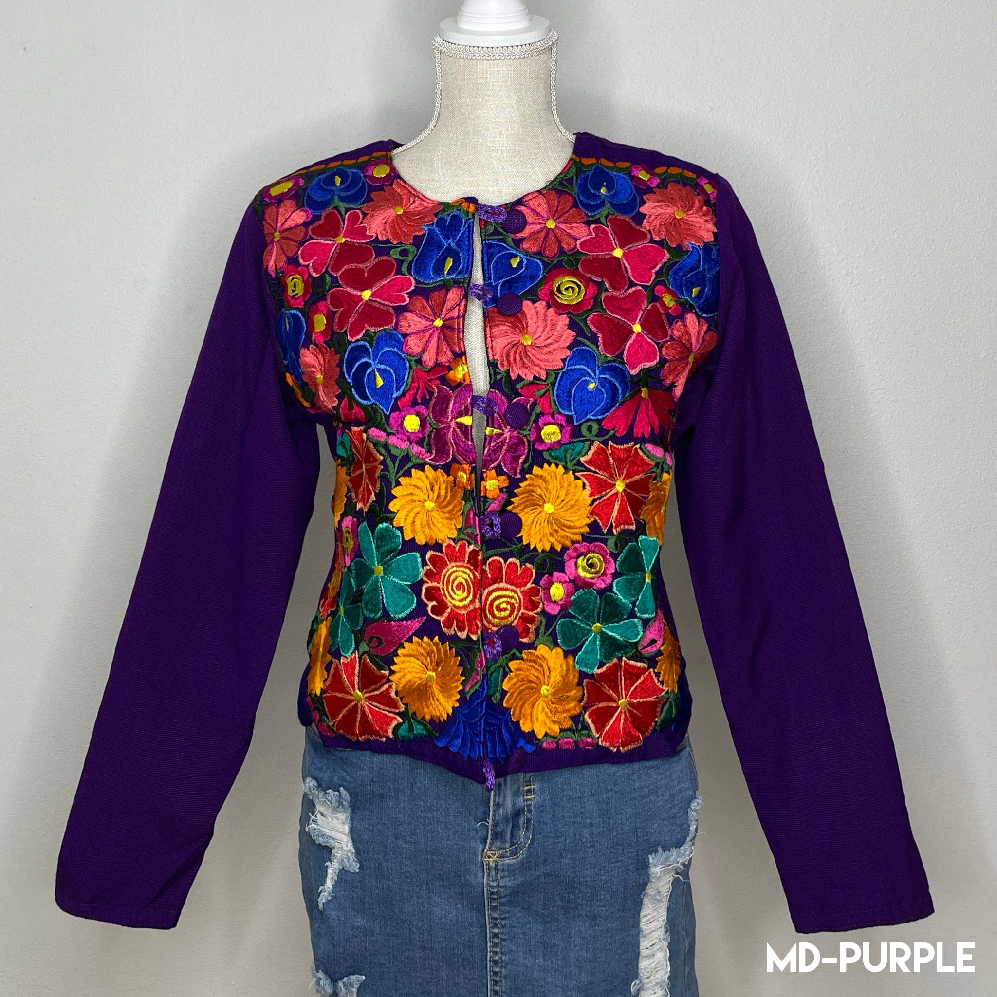 Mexican Embroidered Bolero Jacket - Zinnia