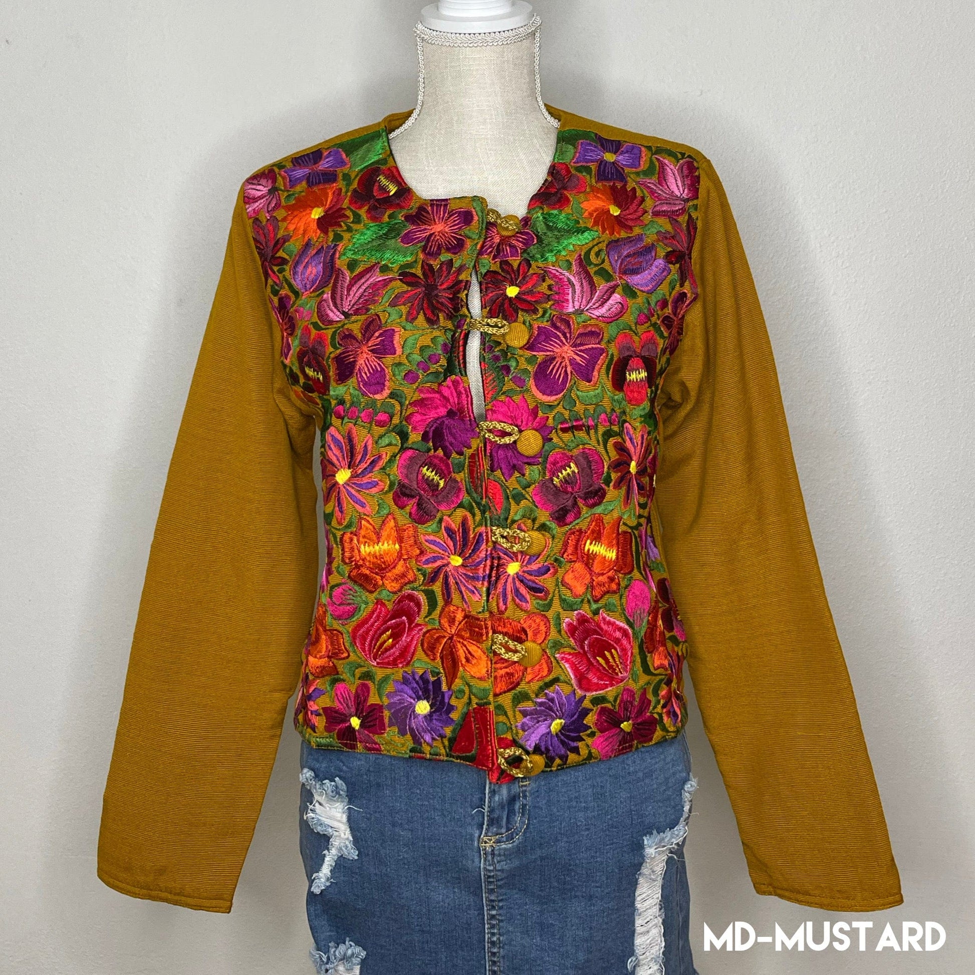 Mexican Embroidered Bolero Jacket - Zinnia