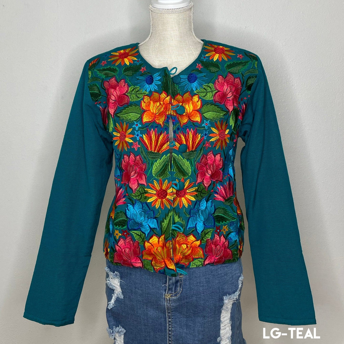 Mexican Embroidered Bolero Jacket - Zinnia