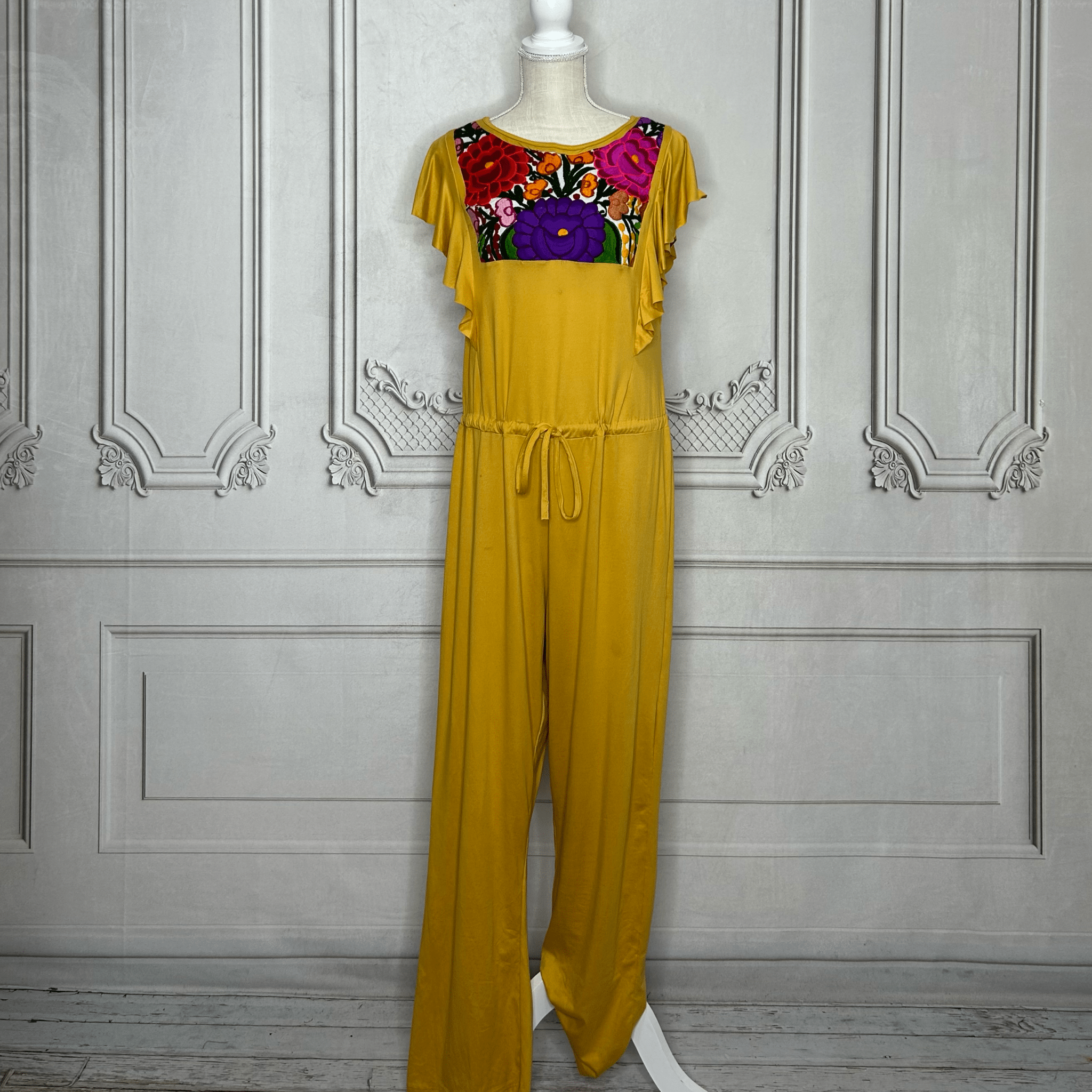 Mexican Embroidered Butterfly Sleeve Jumpsuit Mexican Embroidered Butterfly Sleeve Jumpsuit