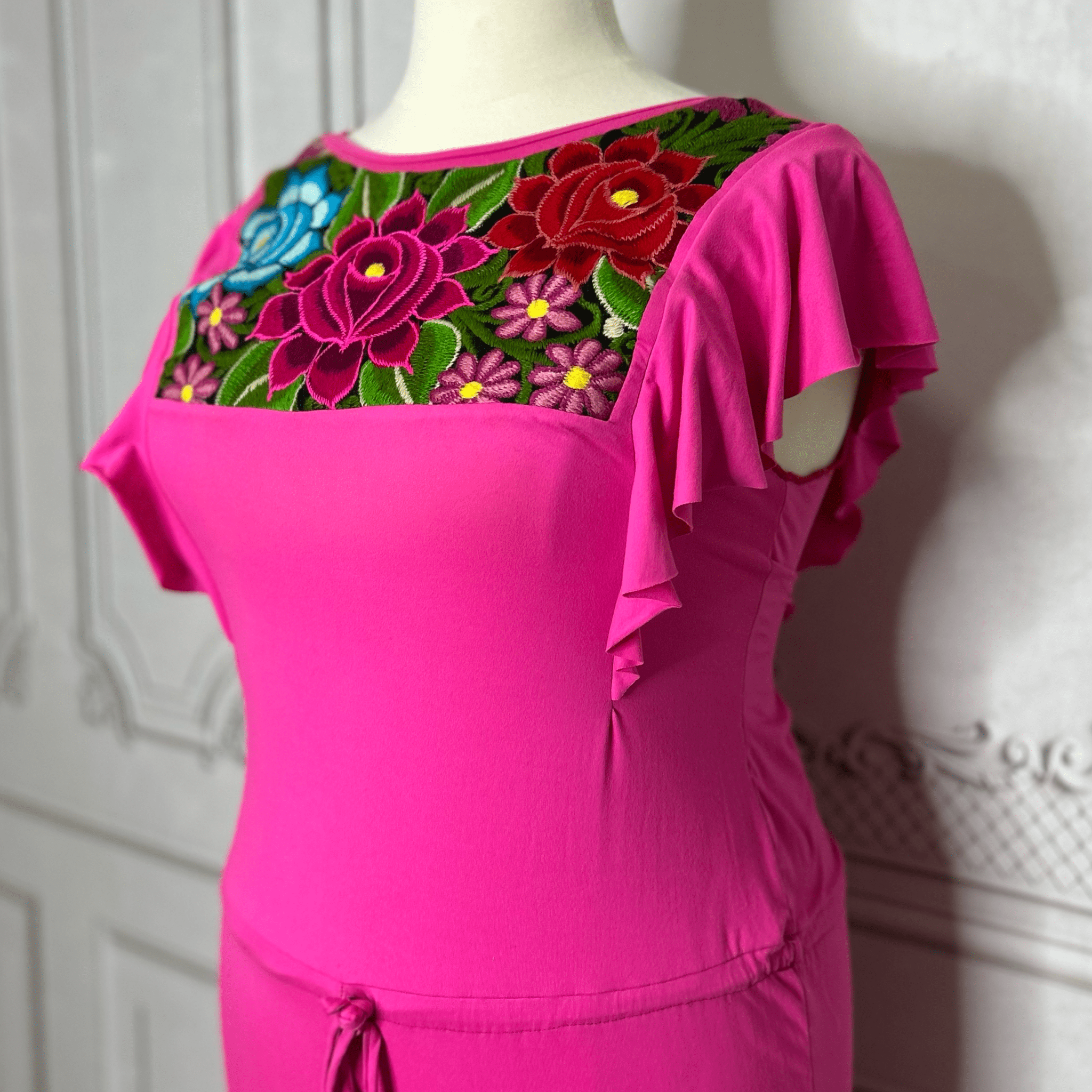 Mexican Embroidered Butterfly Sleeve Jumpsuit Mexican Embroidered Butterfly Sleeve Jumpsuit