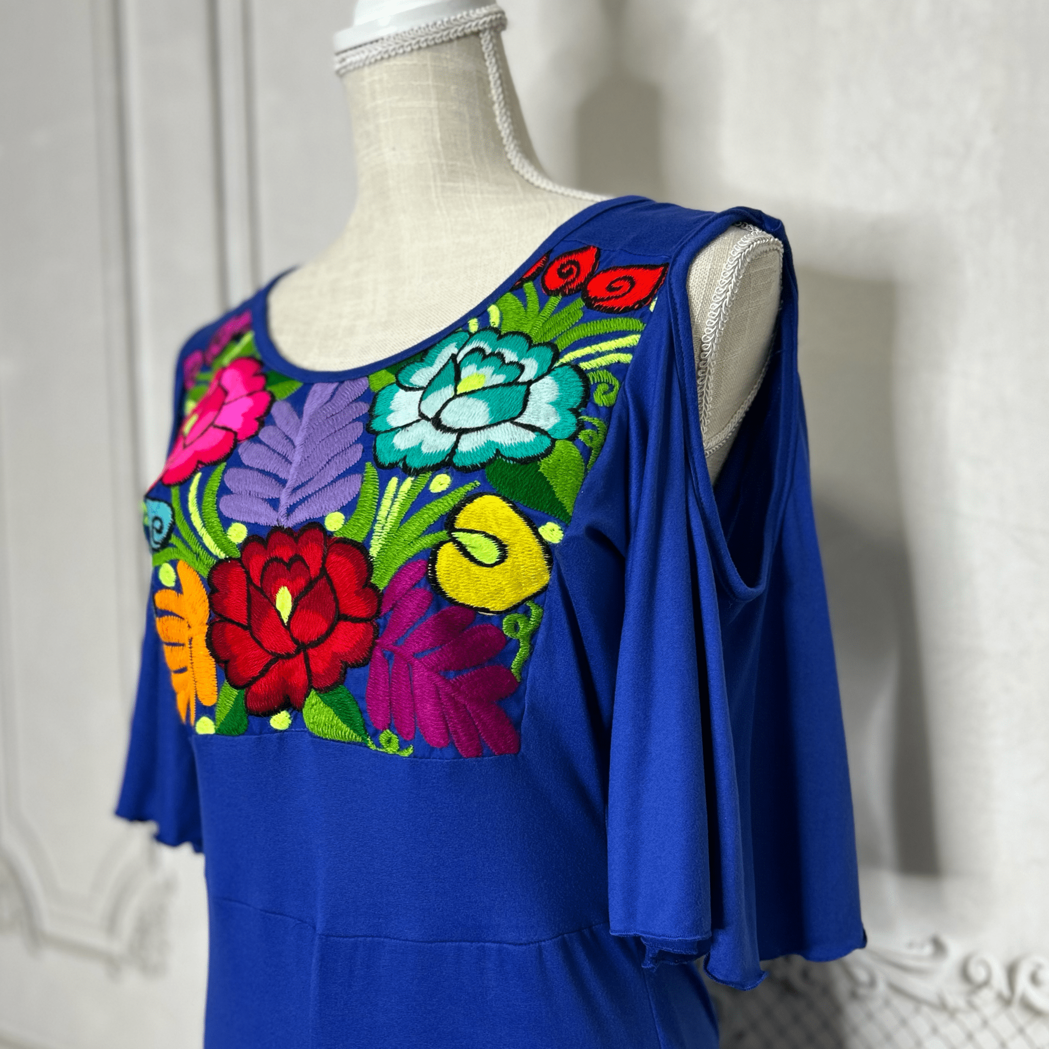 Mexican Embroidered Cold Shoulder Jumpsuit Mexican Embroidered Cold Shoulder Jumpsuit