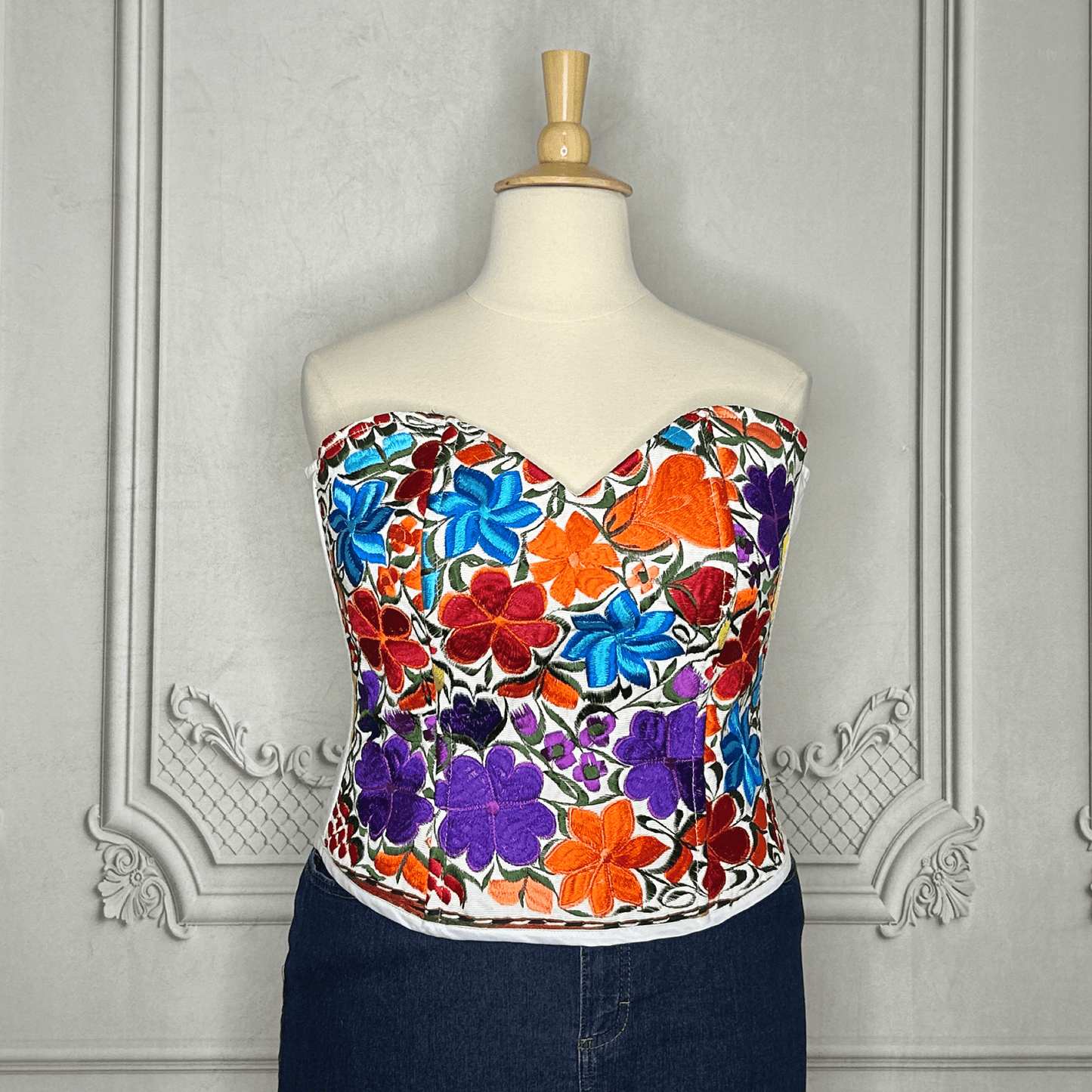 Mexican Embroidered Corset Zinnia