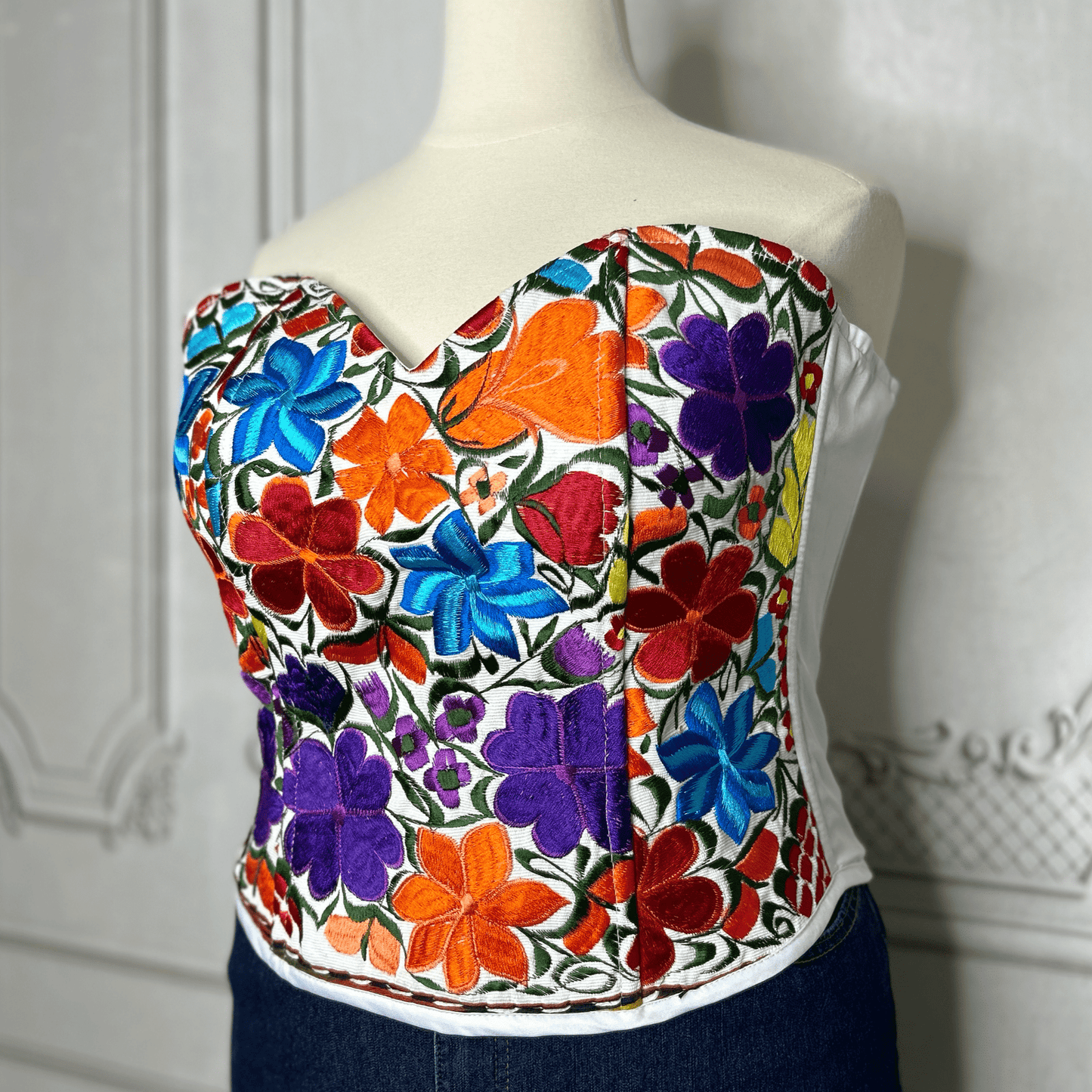 Mexican Embroidered Corset Zinnia