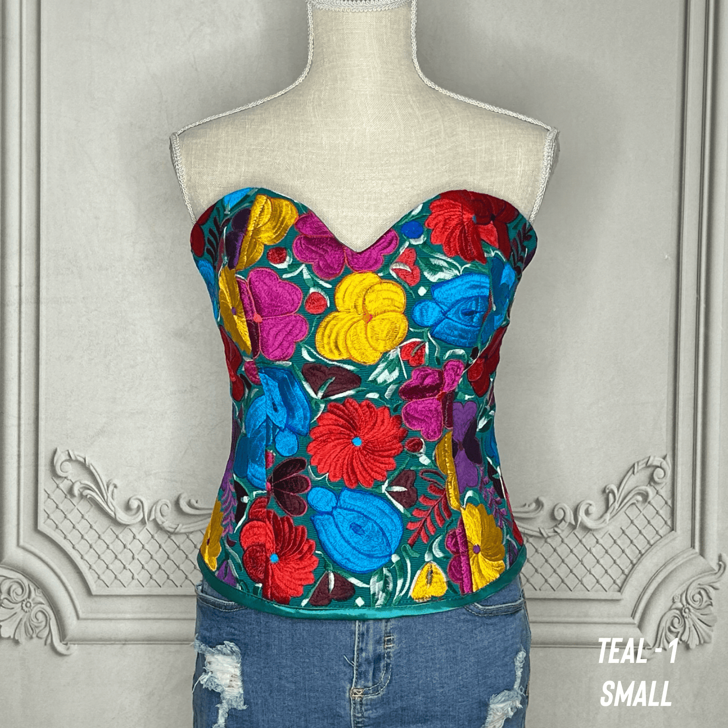 Mexican Embroidered Corset Zinnia