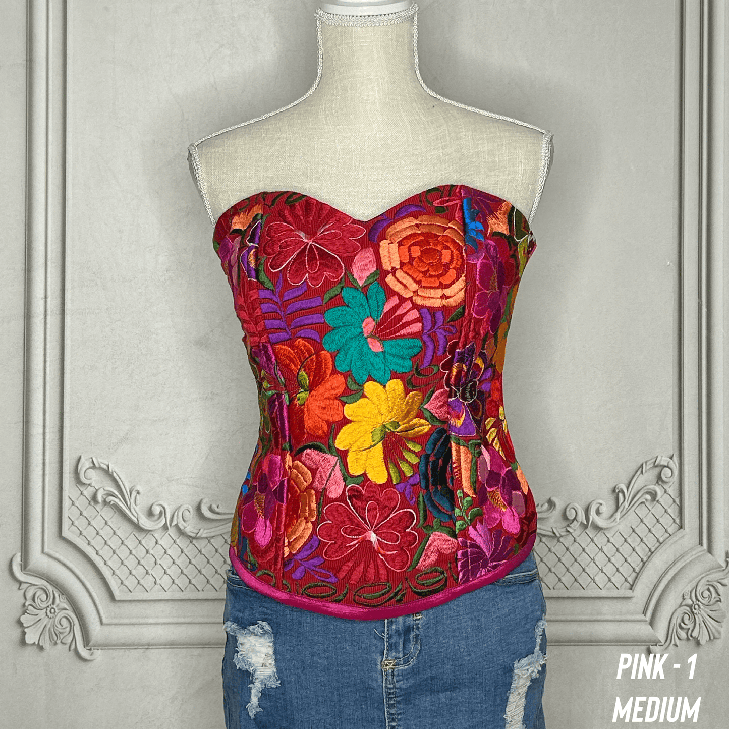 Mexican Embroidered Corset Zinnia