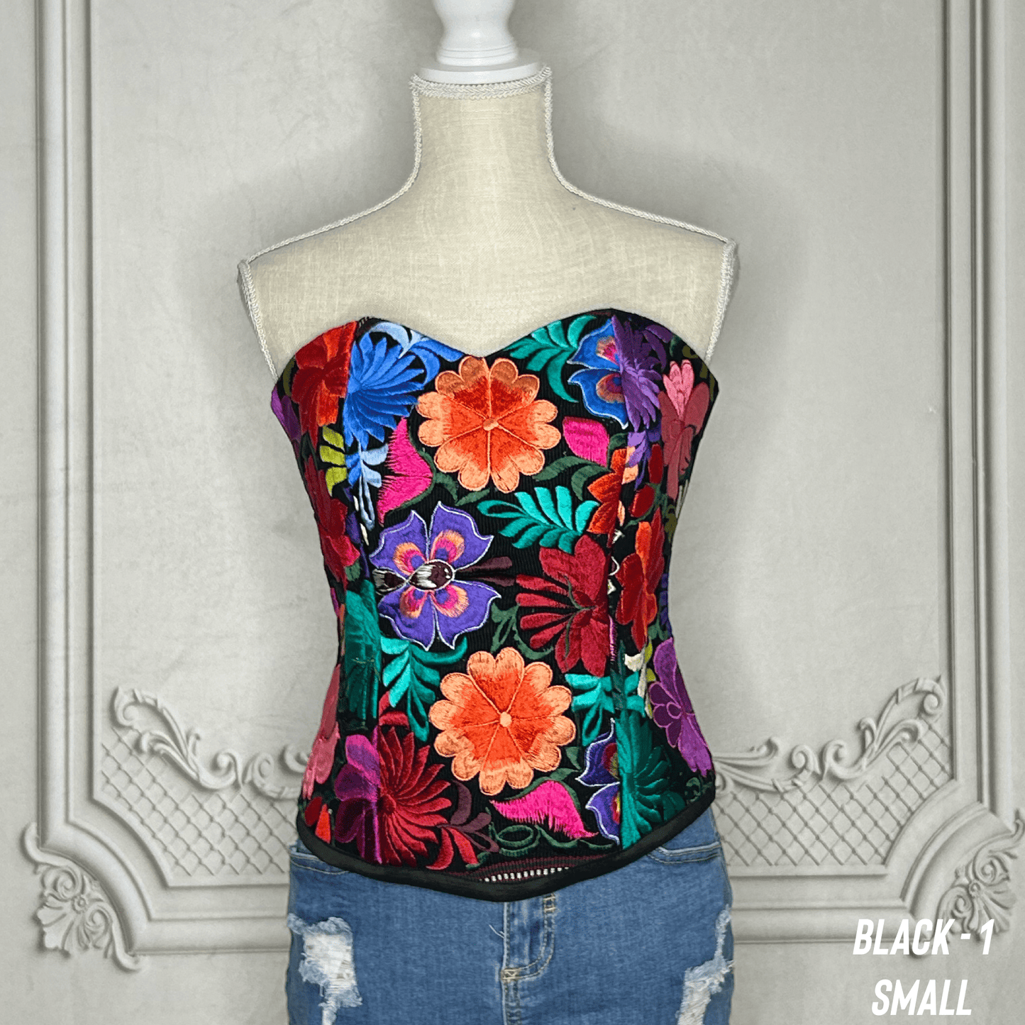 Mexican Embroidered Corset Zinnia