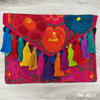Mexican Embroidered Crossbody Clutch - Multicolor Zinnia