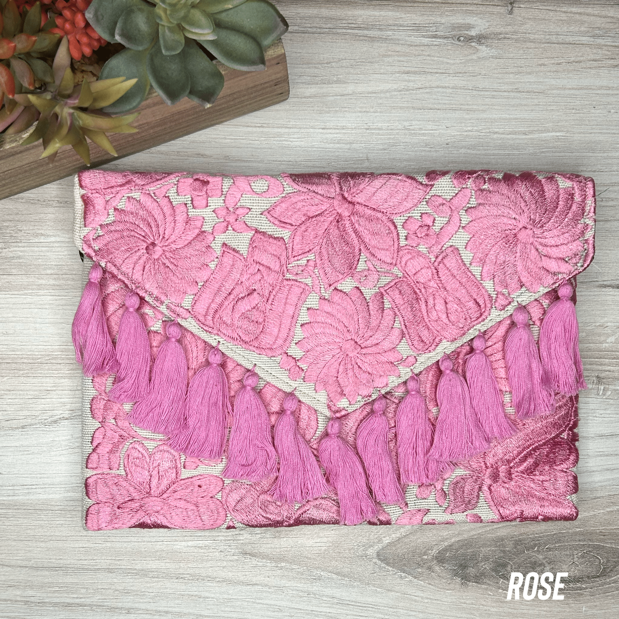 Mexican Embroidered Crossbody Clutch - Zinnia Mexican Embroidered Crossbody Clutch - Zinnia