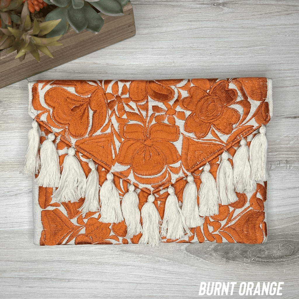 Mexican Embroidered Crossbody Clutch - Zinnia Mexican Embroidered Crossbody Clutch - Zinnia
