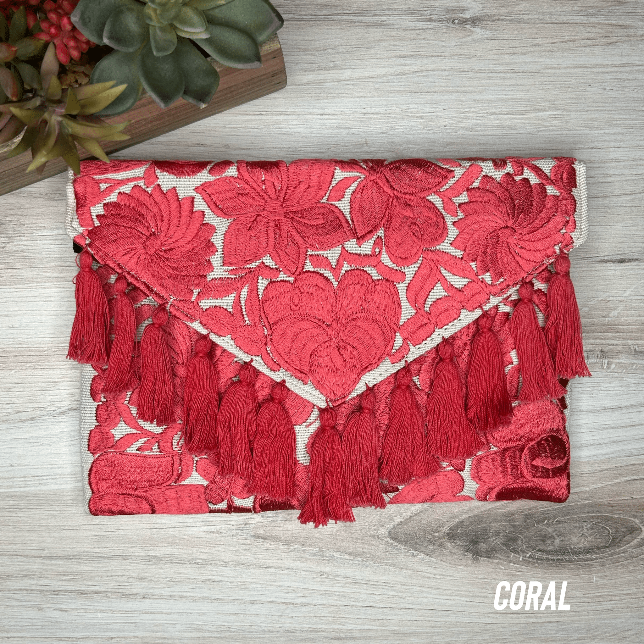 Mexican Embroidered Crossbody Clutch - Zinnia Mexican Embroidered Crossbody Clutch - Zinnia