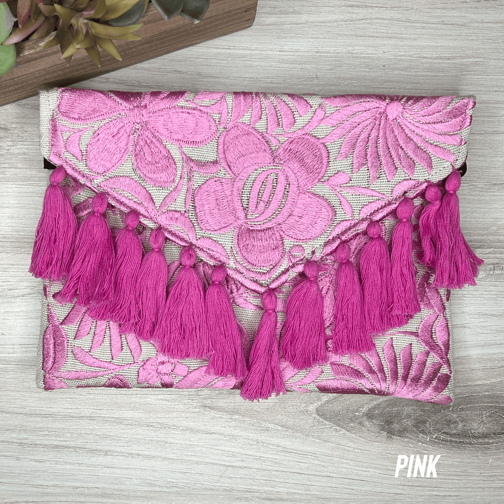 Mexican Embroidered Crossbody Clutch - Zinnia Mexican Embroidered Crossbody Clutch - Zinnia