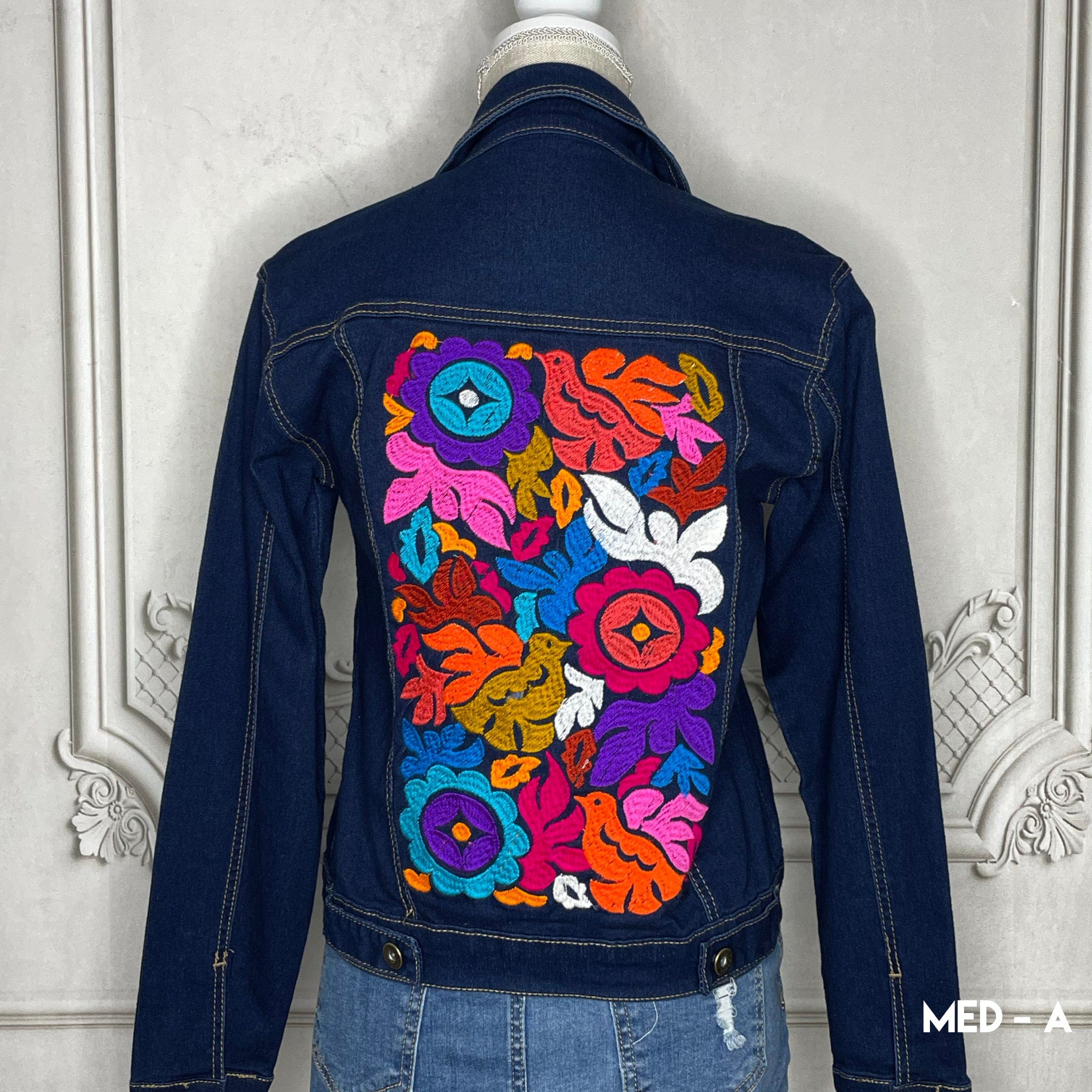 Mexican Embroidered Denim Jacket - Jalapa – Camelia Mexican Boutique