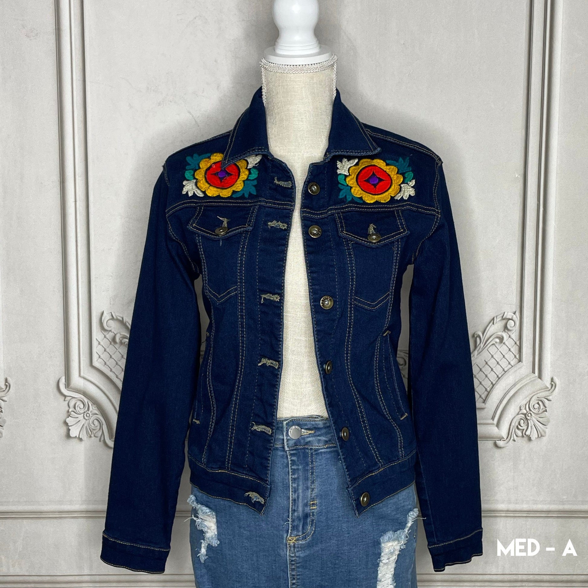 Mexican Embroidered Denim Jacket - Jalapa