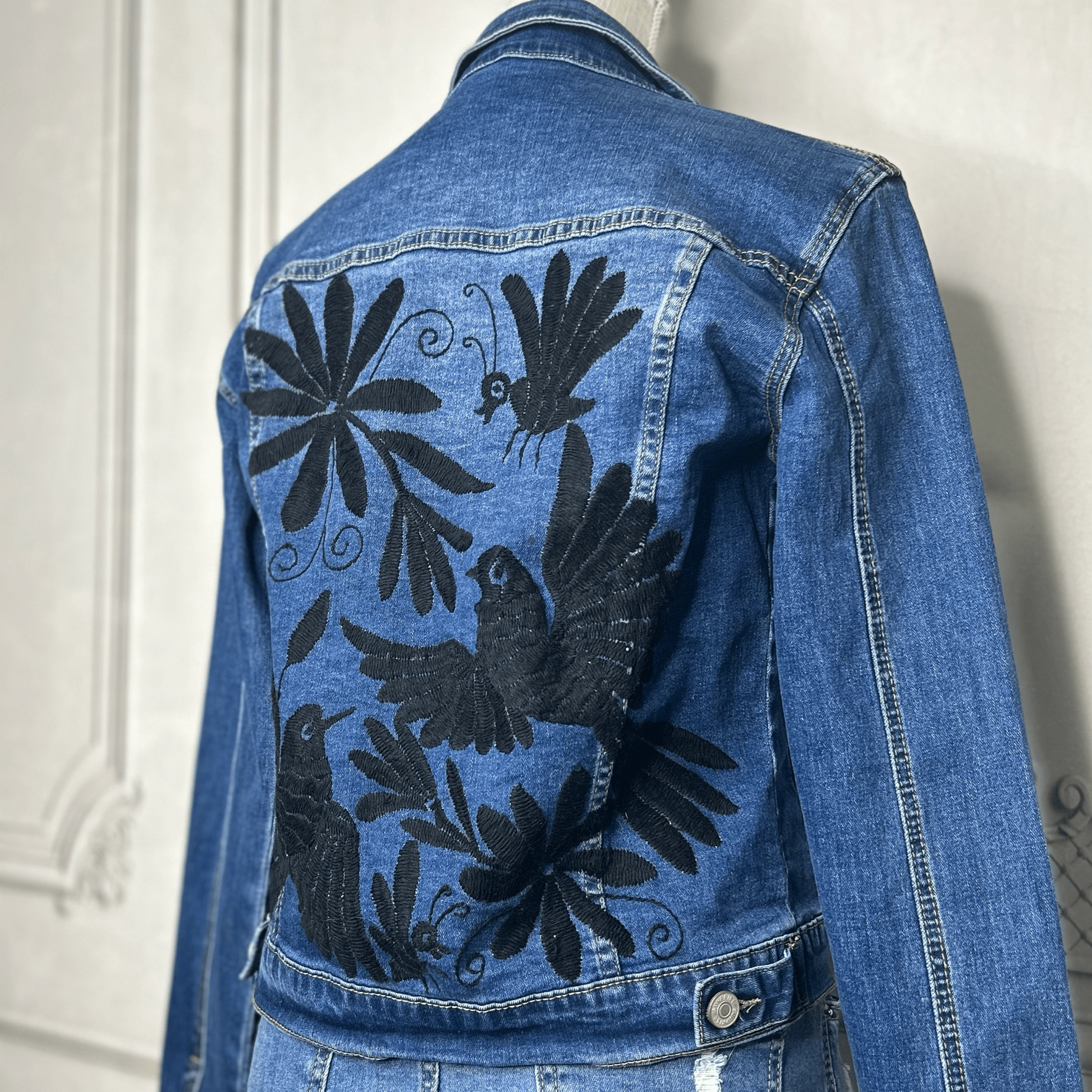 Mexican Embroidered Denim Jacket - Otomi Mexican Embroidered Denim Jacket - Otomi