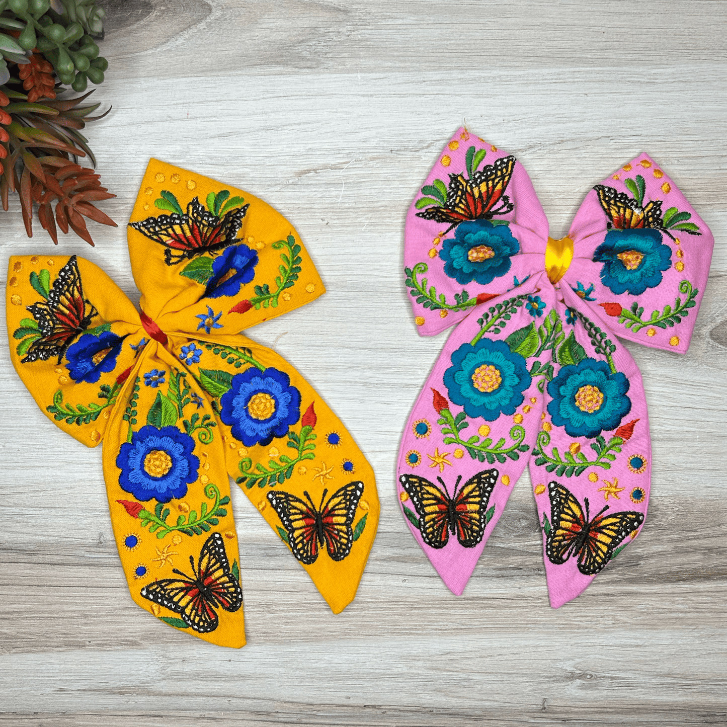 Mexican Embroidered Hair Bow - Butterfly Mexican Embroidered Hair Bow - Butterfly