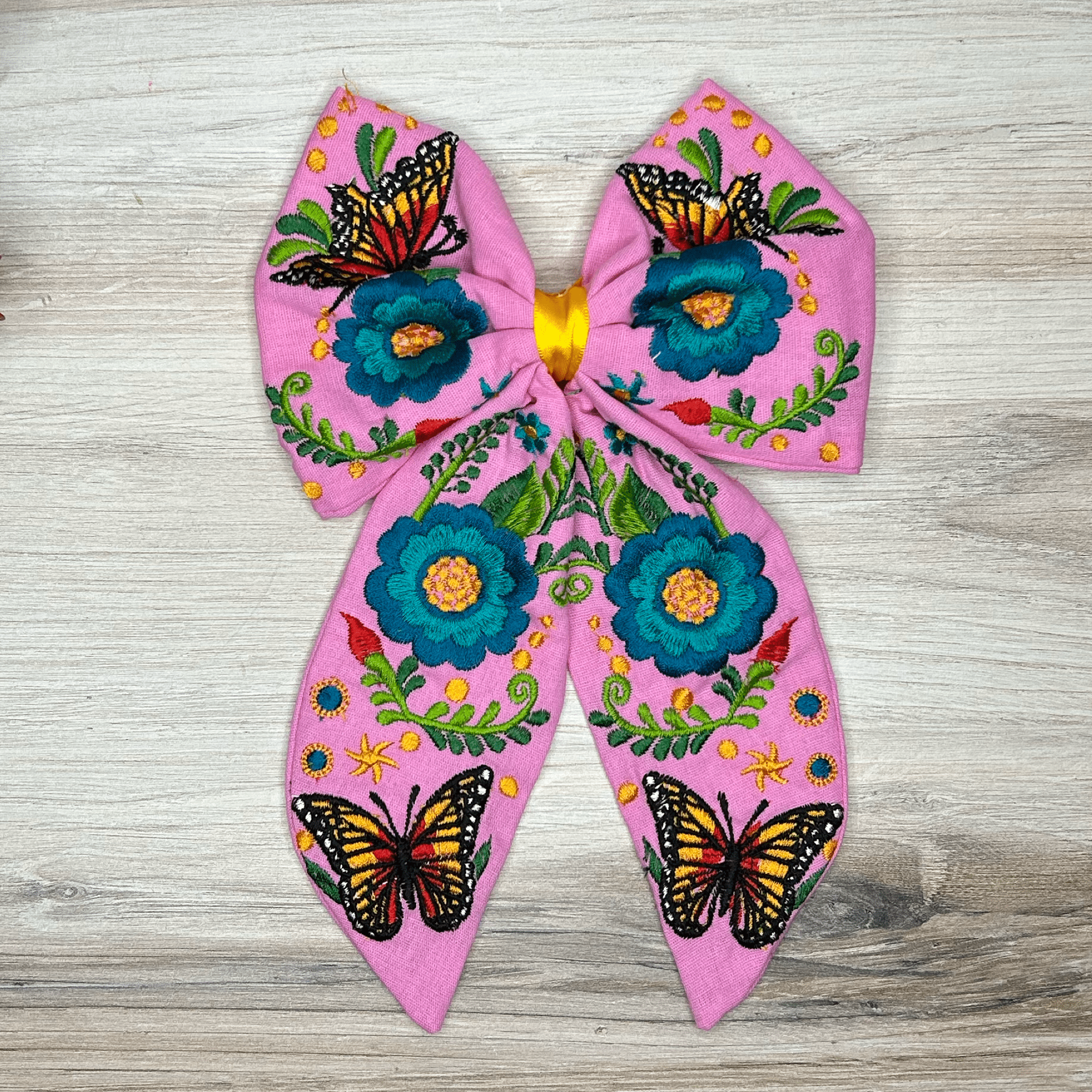 Mexican Embroidered Hair Bow - Butterfly Mexican Embroidered Hair Bow - Butterfly