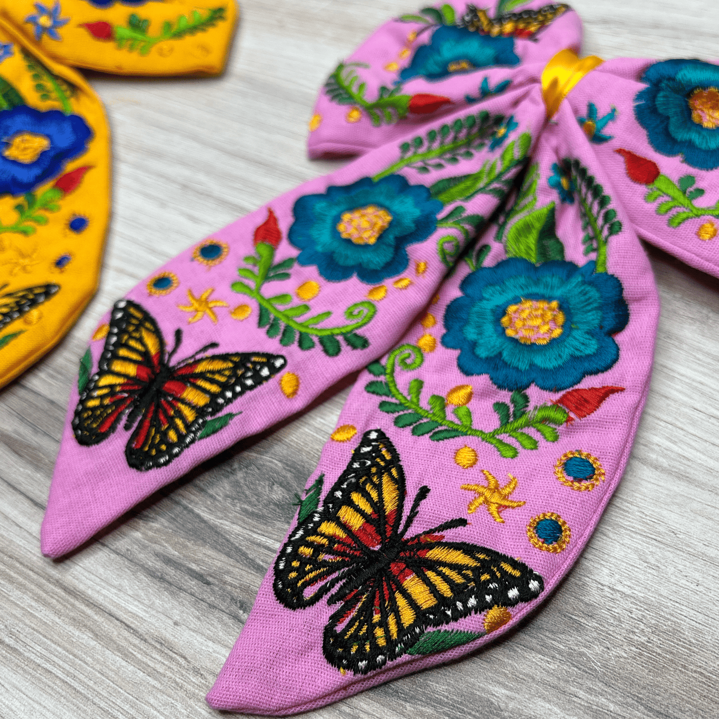 Mexican Embroidered Hair Bow - Butterfly Mexican Embroidered Hair Bow - Butterfly